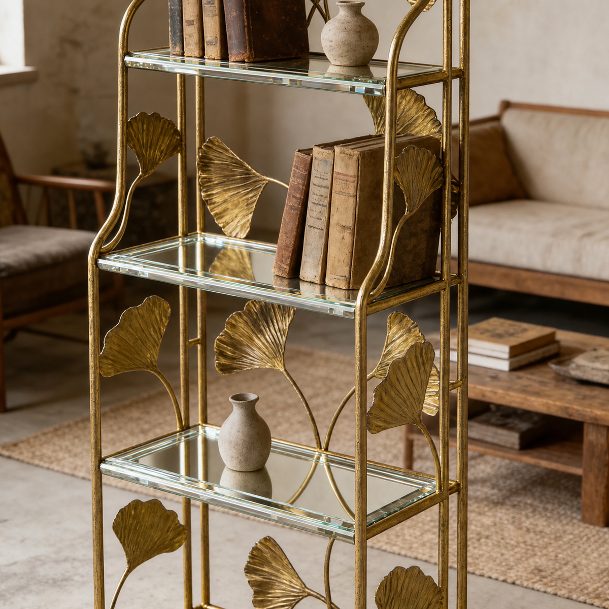 Maison Couture - Kệ Trưng Bày Lá Ngân Hạnh 4 Tầng Ginkgo Royale Étagère 14K Mirror-KỆ TRANG TRÍ-CẬU HAI HOME DECOR