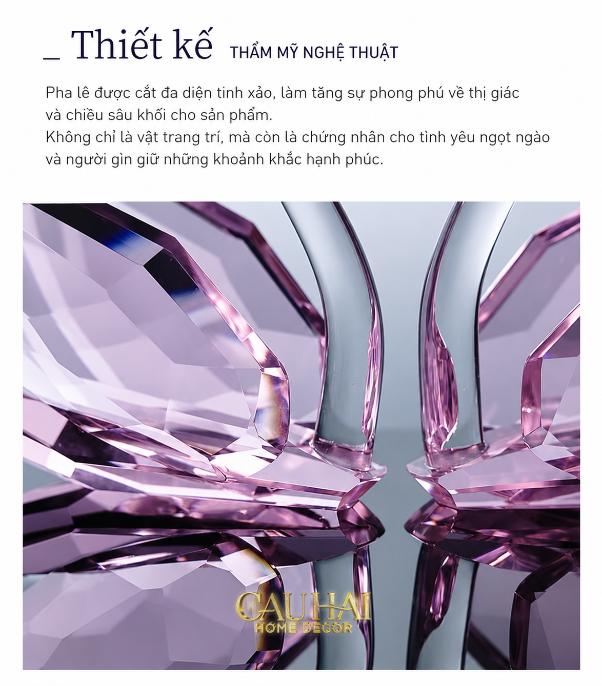 Set 2 Tượng Thiên Nga Pha Lê Trang Trí Crystal Swan Étreinte Rosé 2pcs