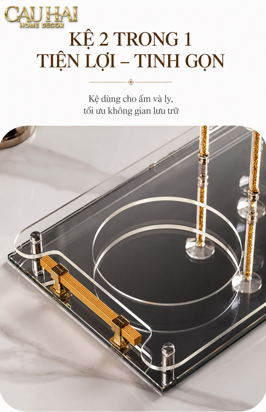 Maison Couture – Khay Úp Ly Cristalleries 6 Slot 2-In-1 Bar Tray – Aurum