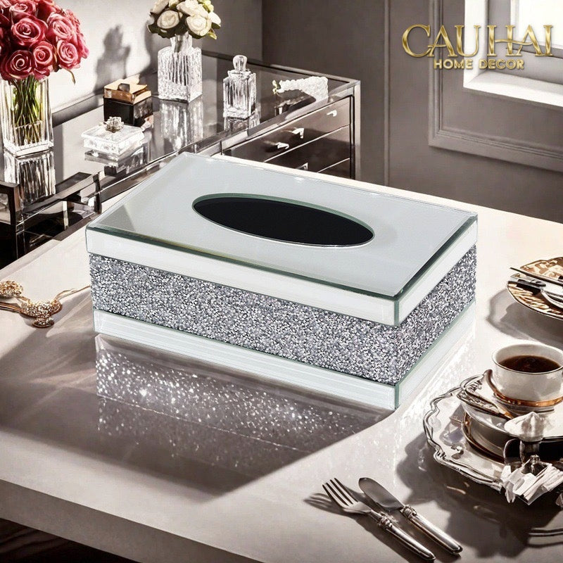 Haute Folie - Hộp Giấy Chữ Nhật Viền Gương Cắt Cạnh — Starlight Mirrored Tissue Box