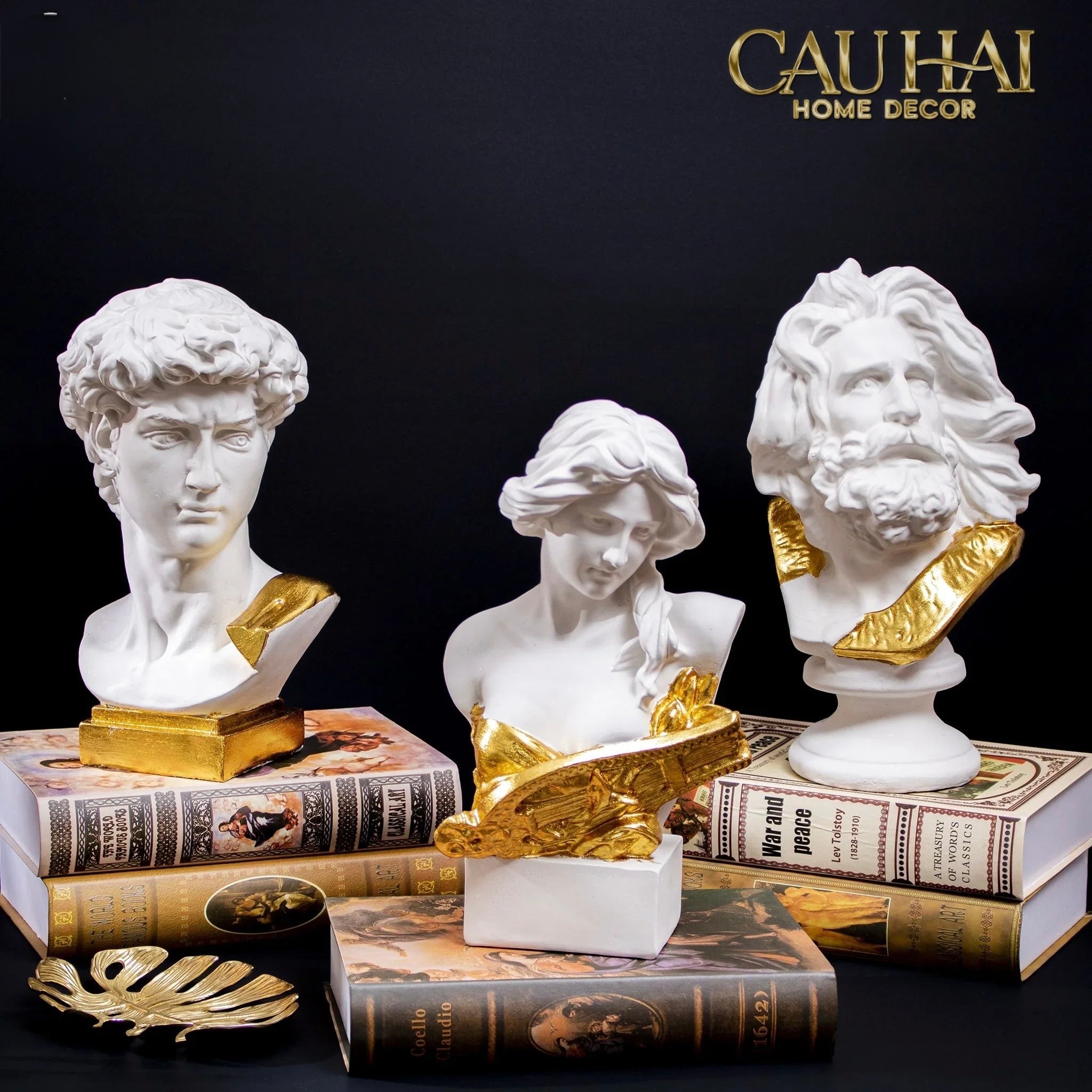 Maison Couture - Tượng Thiên Thần  Dát Vàng Gilded Drapery Archangel  Sculptures 31x23x86cm