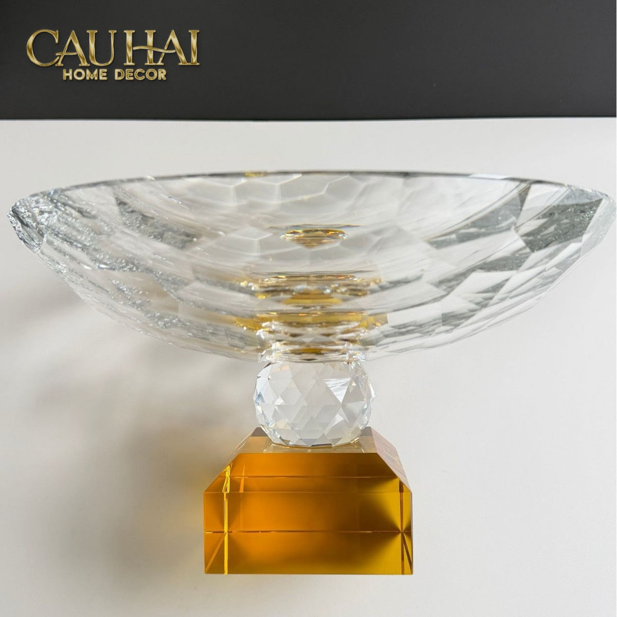 Maison Couture - Đĩa Trái Cây Pha Lê  Amber Cristalleries Fruit Plates Centerpieces 9x28x15