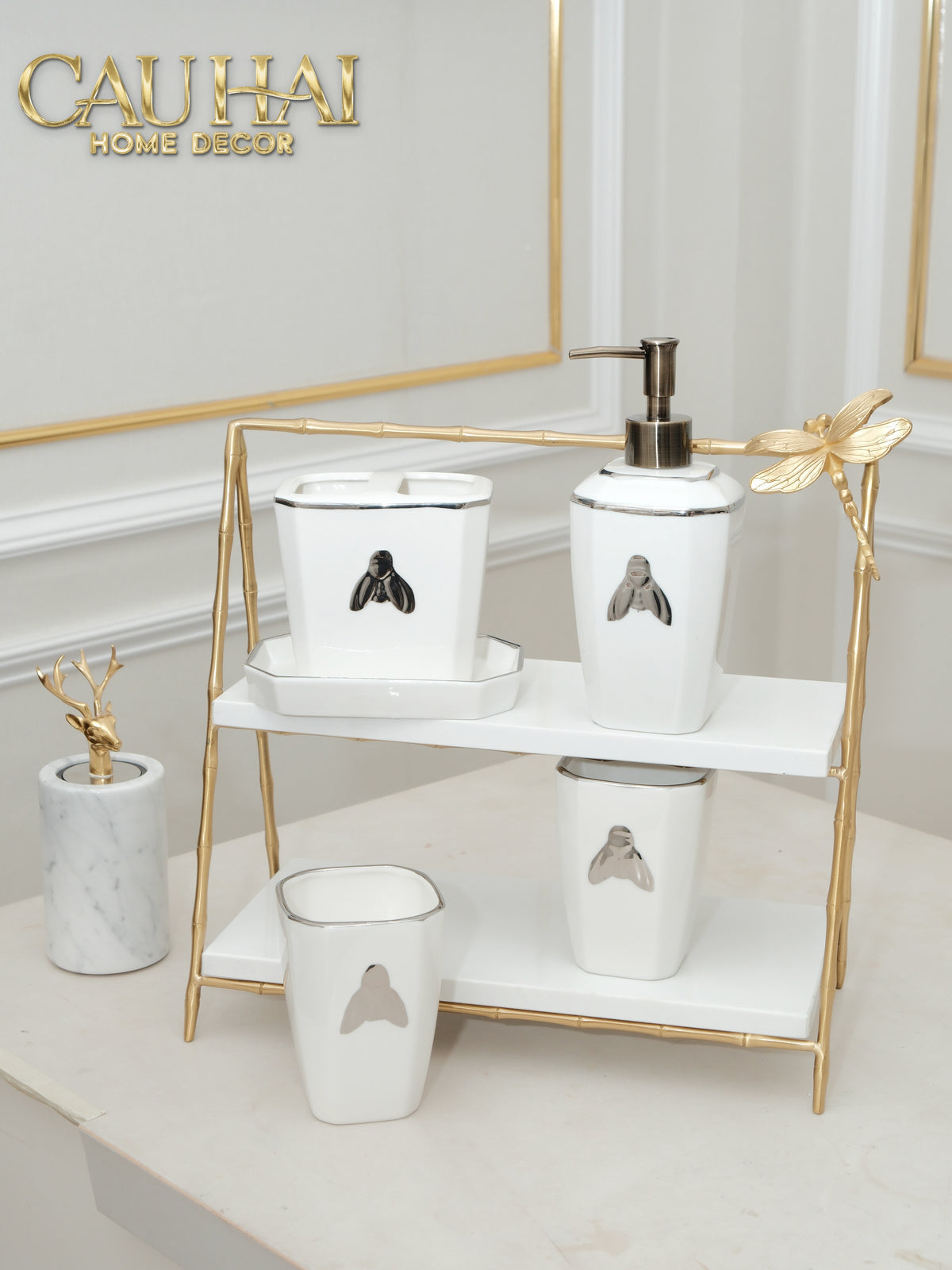 Maison Couture - Set Nhà Tắm G Class Élégance Miel Doré – Golden Queen Bee 5Pcs-Set nhà tắm bathroom vanities-Đối tác tại Trung Quốc theo từng đơn đặt hàng-CẬU HAI HOME DECOR