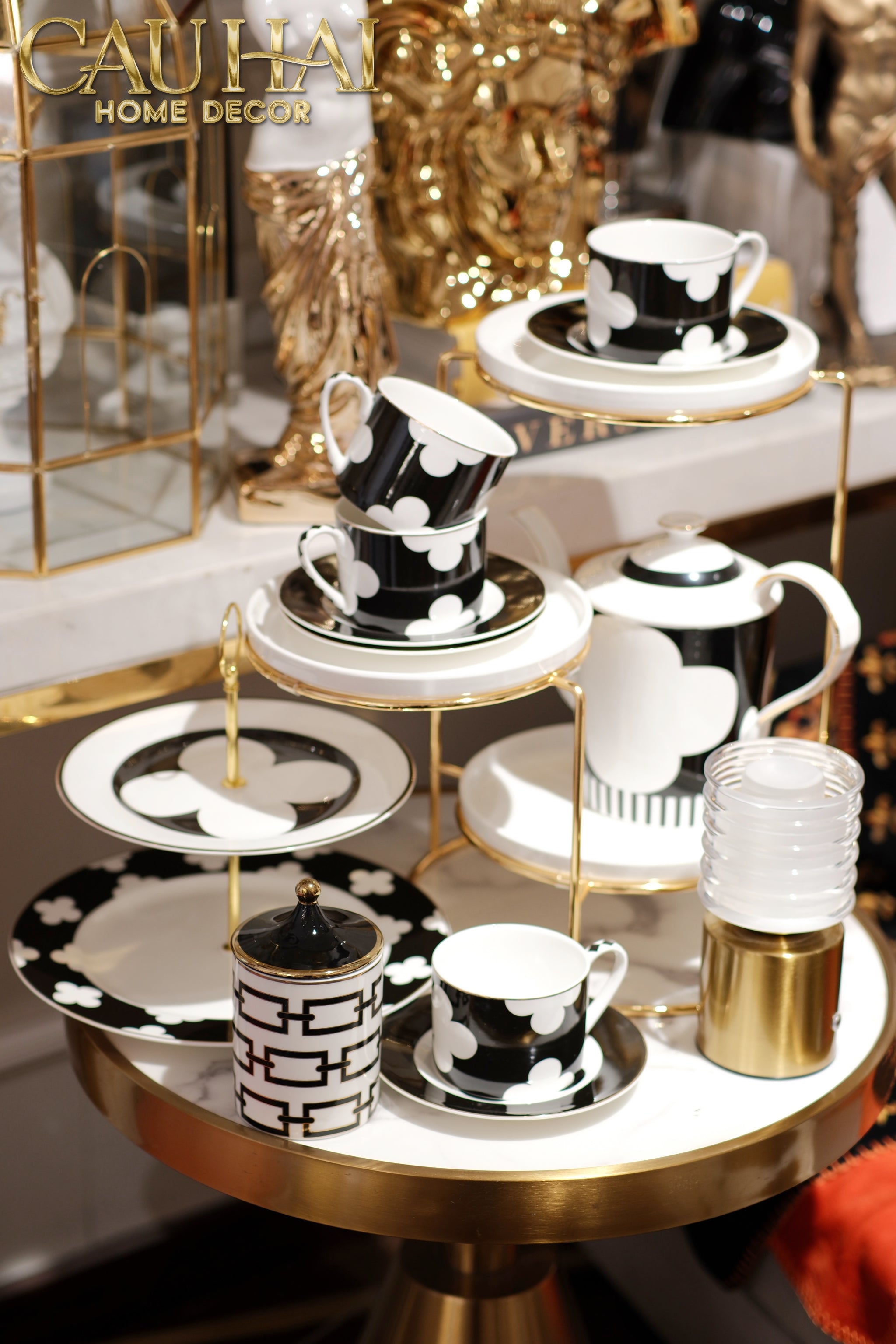 Maison Couture - Gift Set Bình Trà Château Clover Signature - L’Atelier Rayé Tasses & Soucoupes 9pcs