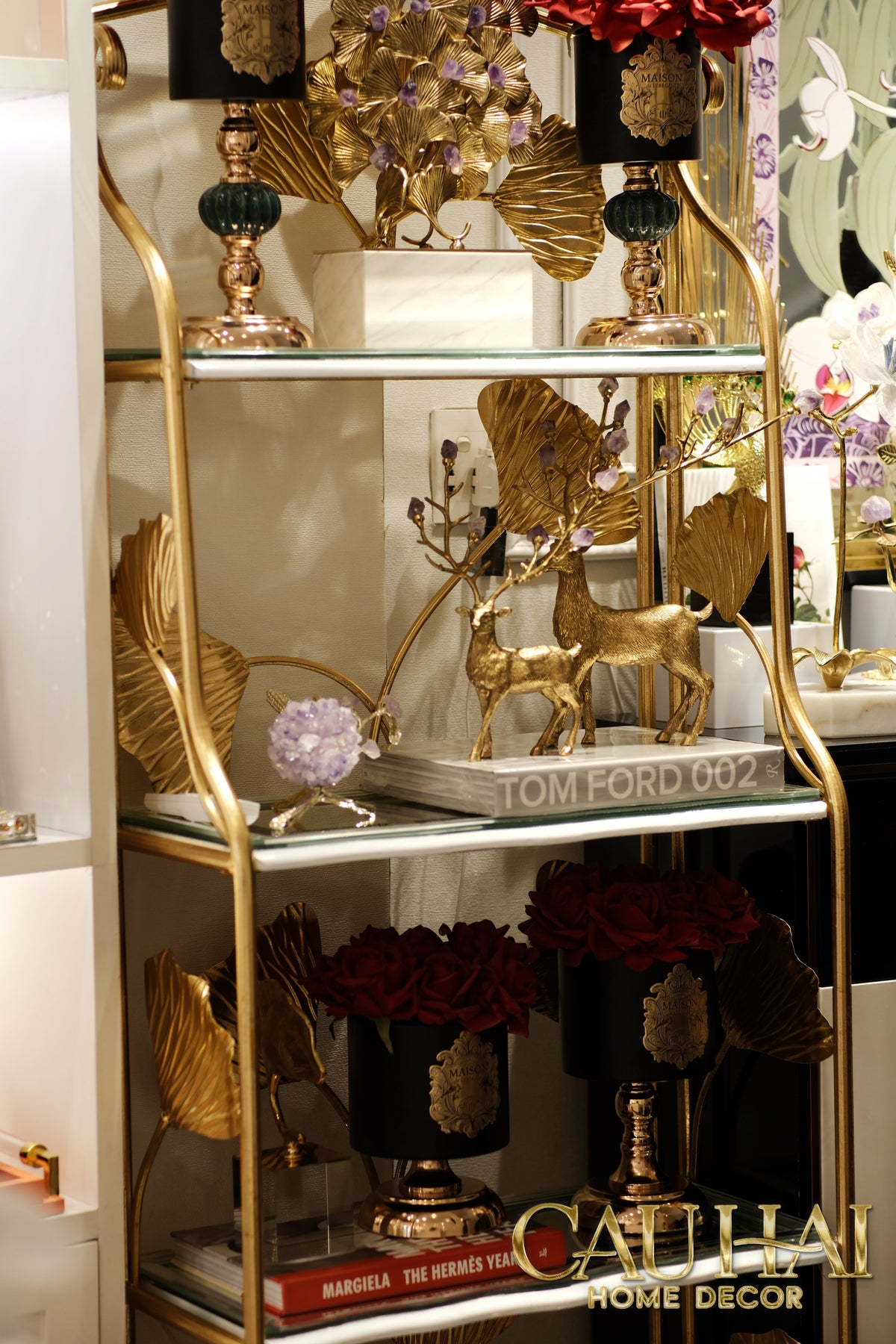 Maison Couture - Kệ Trưng Bày Lá Ngân Hạnh 4 Tầng Ginkgo Royale Étagère 14K Mirror-KỆ TRANG TRÍ-CẬU HAI HOME DECOR