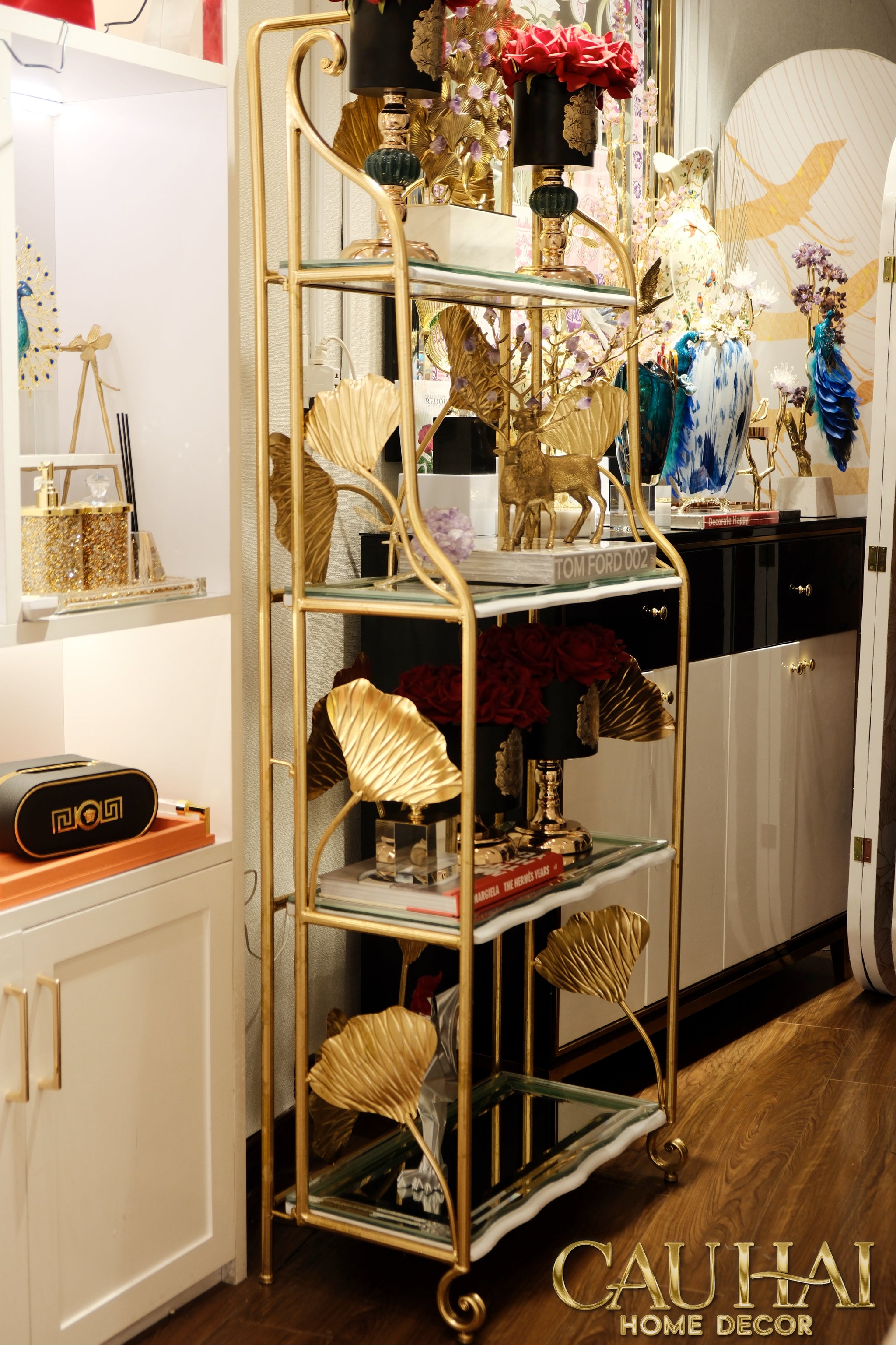 Maison Couture - Kệ Trưng Bày Lá Ngân Hạnh 4 Tầng Ginkgo Royale Étagère 14K Mirror