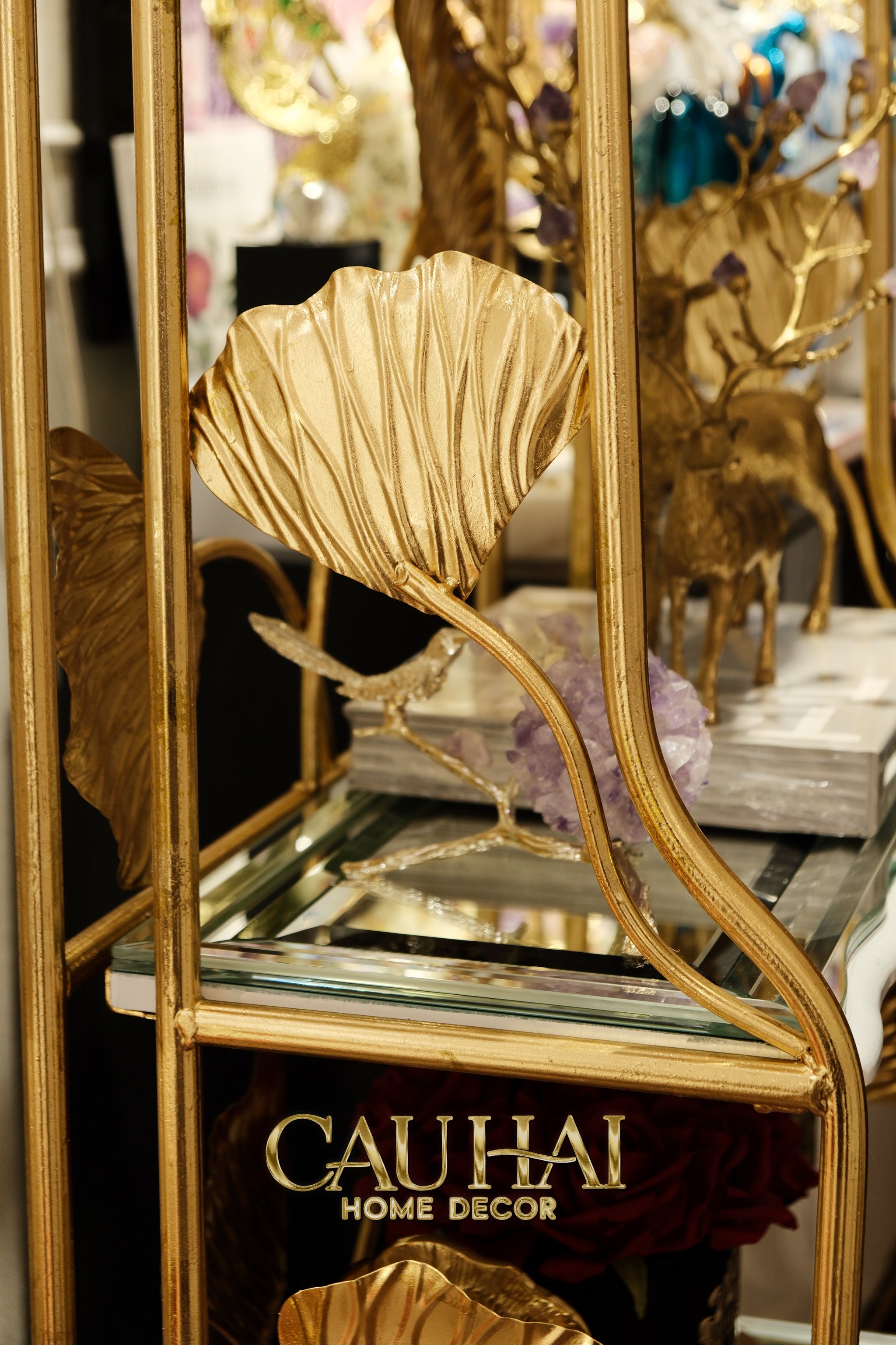 Maison Couture - Kệ Trưng Bày Lá Ngân Hạnh 4 Tầng Ginkgo Royale Étagère 14K Mirror-KỆ TRANG TRÍ-CẬU HAI HOME DECOR