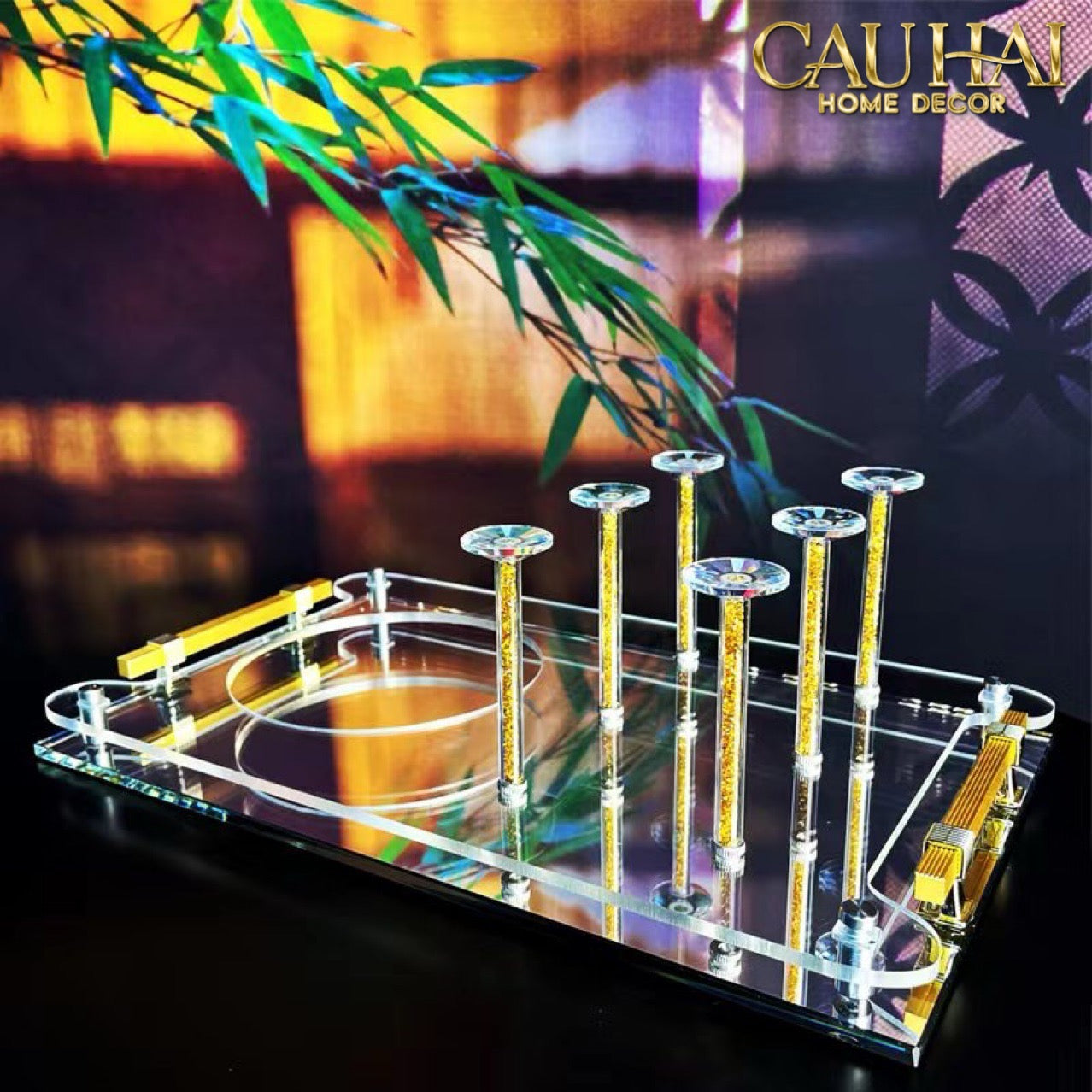 Maison Couture – Khay Úp Ly Cristalleries 6 Slot 2-In-1 Bar Tray – Aurum