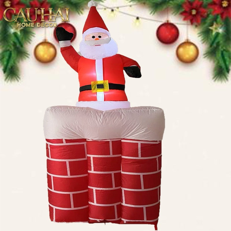Fêtes Couture - Ông Già Noel Leo Ống Khói - Santa Salutation Cheminée-CẬU HAI HOME DECOR