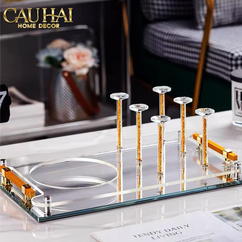 Maison Couture – Khay Úp Ly Cristalleries 6 Slot 2-In-1 Bar Tray – Aurum