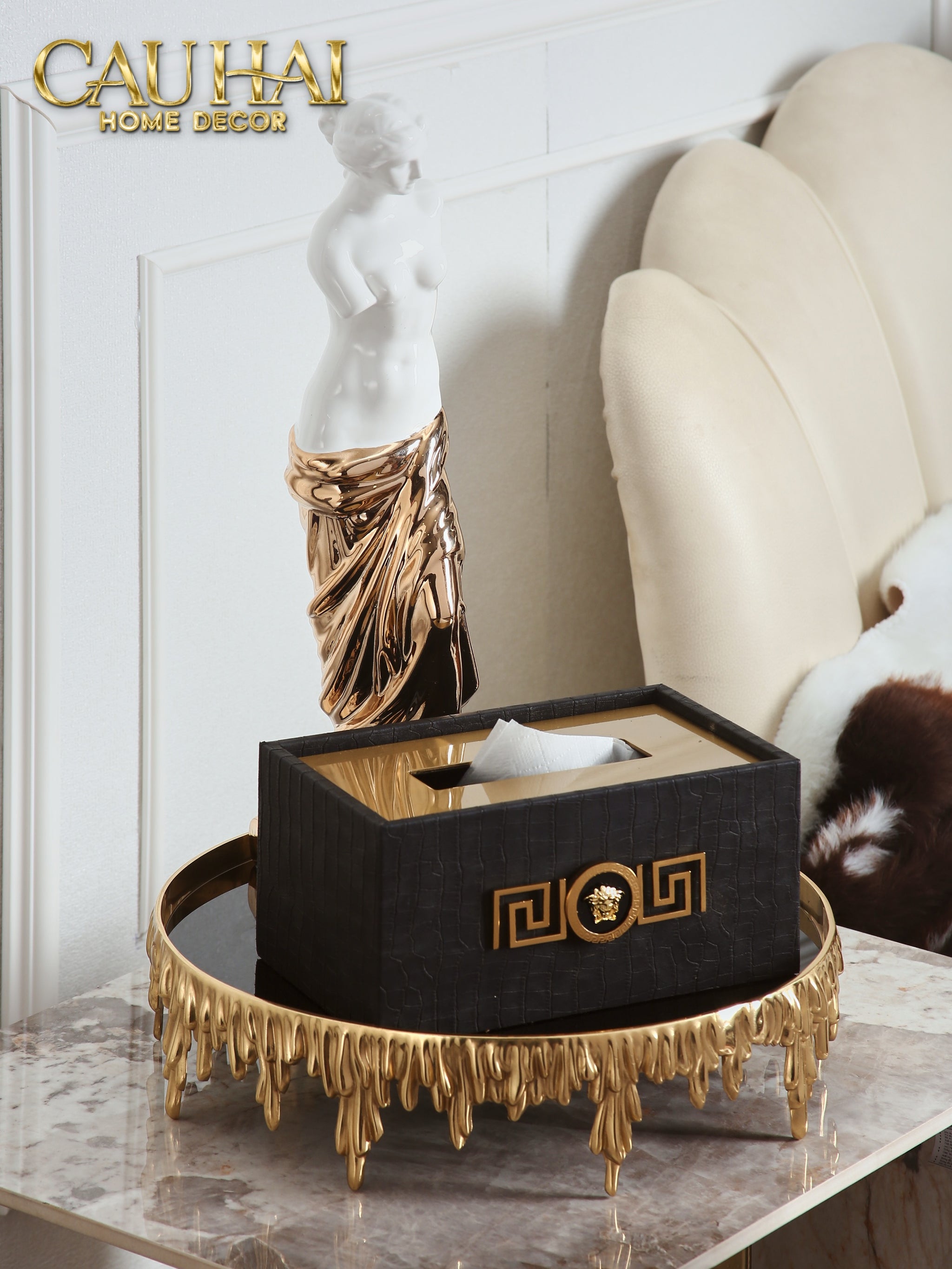 Home Couture - Hộp Khăn Giấy Phantom Cuir De Croco - Spéciale Limitée Édition-CẬU HAI HOME DECOR