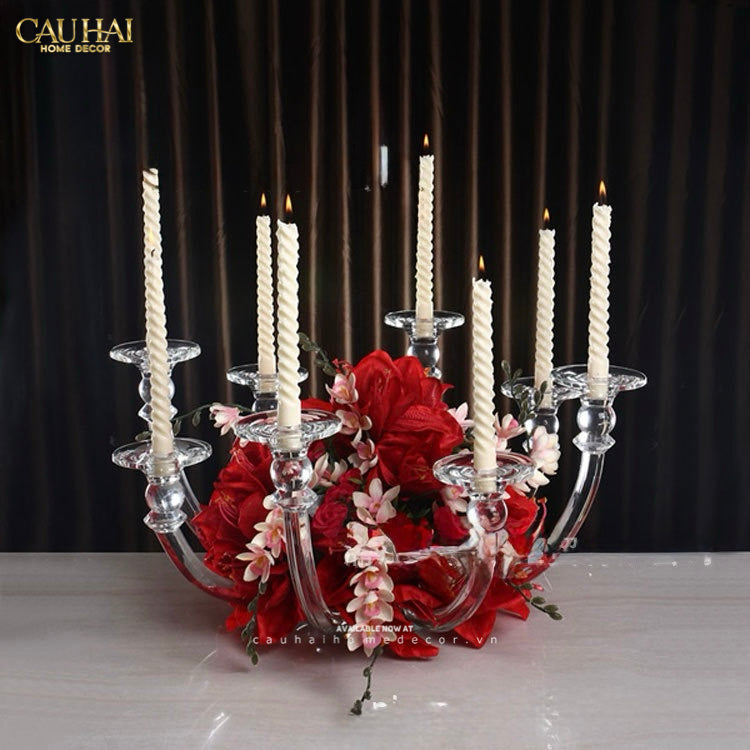 Đế Nến Bình Hoa Pha Lê Candélabre En Cristalleries H30