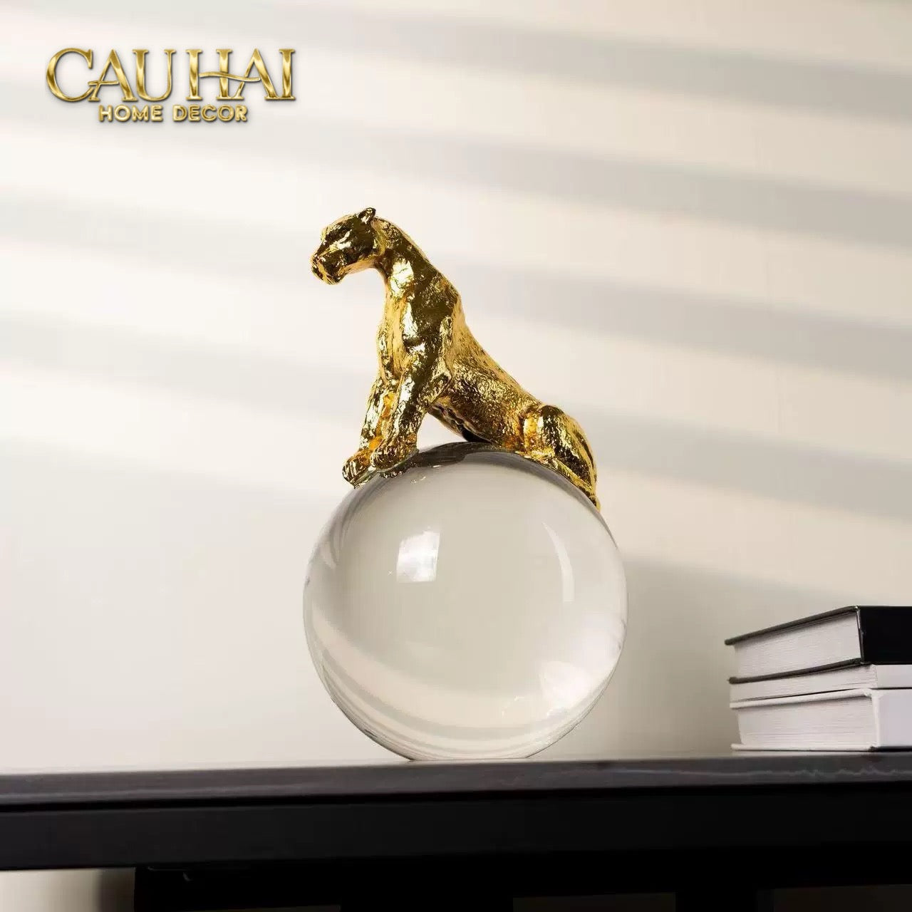 Maison Couture - Tượng Quả Cầu Pha Lê - Tượng Báo Bằng Đồng -   Regal  Brasson Panther Globe 15x30