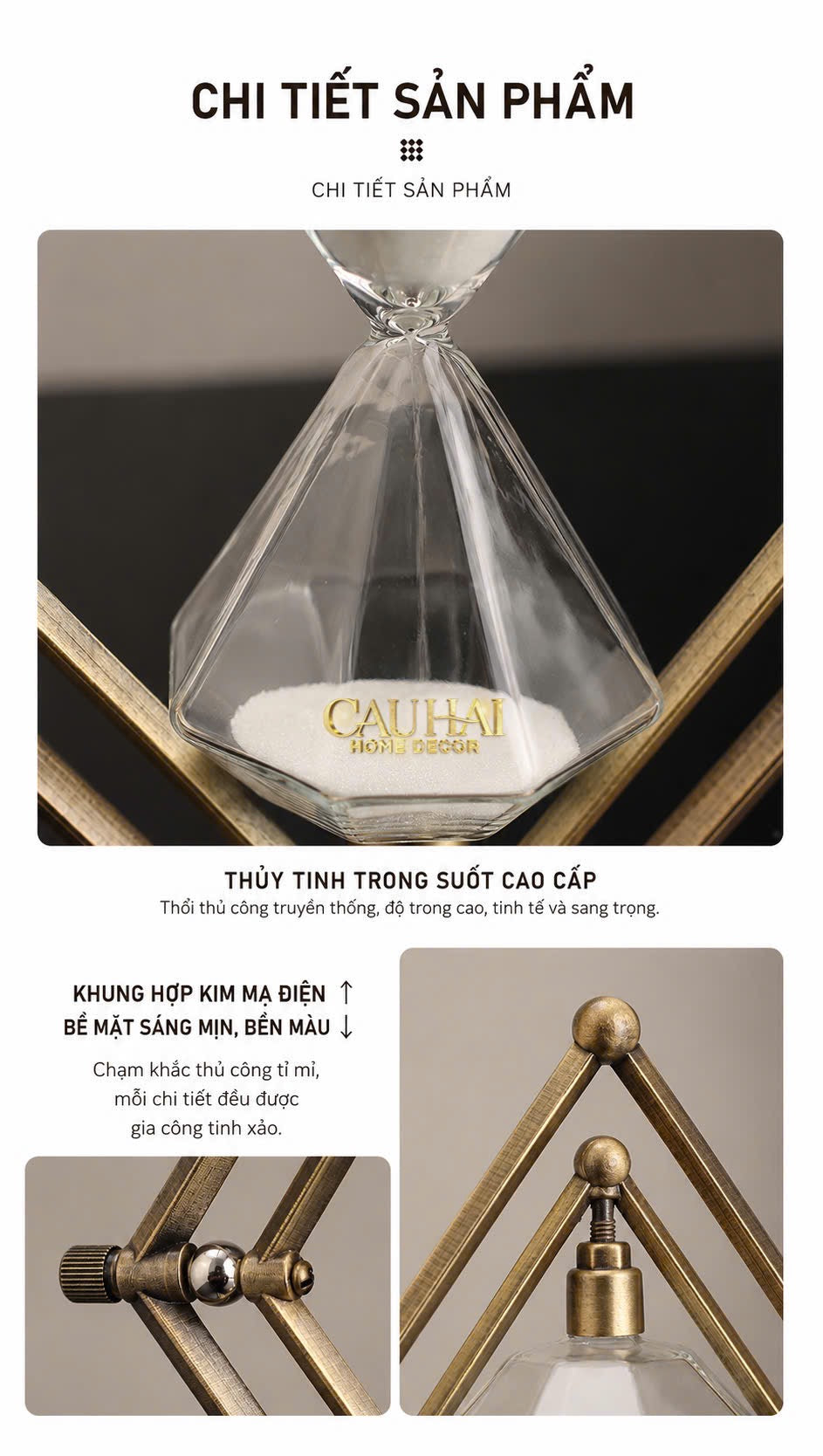 Đồng Hồ Cát Temps Diamant Gildded Mordern 30*20*10-Đồng hồ Cát-CẬU HAI HOME DECOR