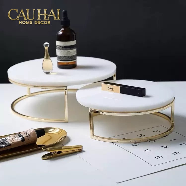Set 3 Khay Tròn Đá Marble Đế Bánh Arthur Prime Metropolitan Decorative Trays & Cake Stand D17.5 D20 D25