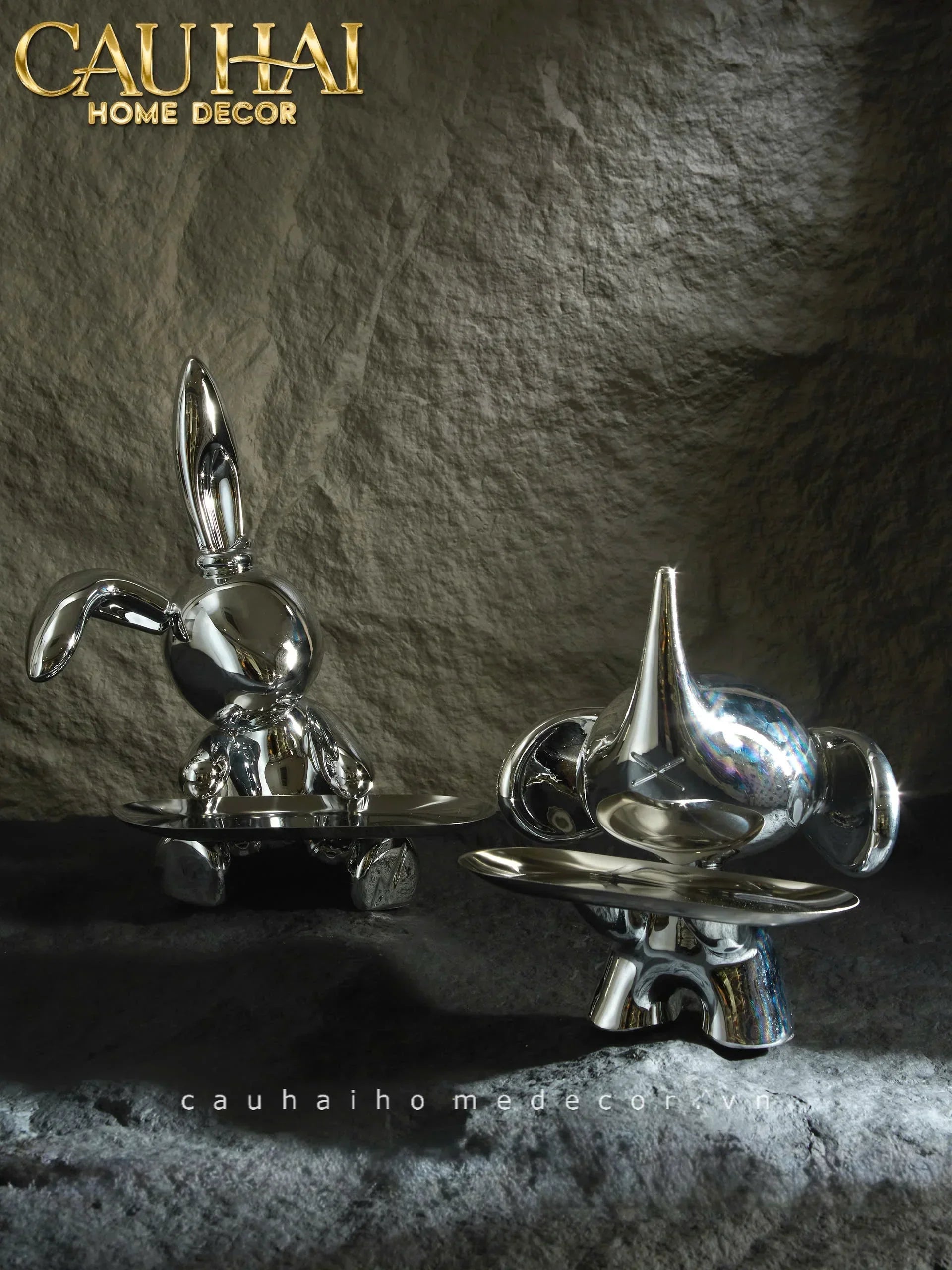 Elysian Fw25 - Tượng Thỏ Figurine Platinum Lapin Minimalisme Chic-TƯỢNG TRANG TRÍ-CẬU HAI HOME DECOR