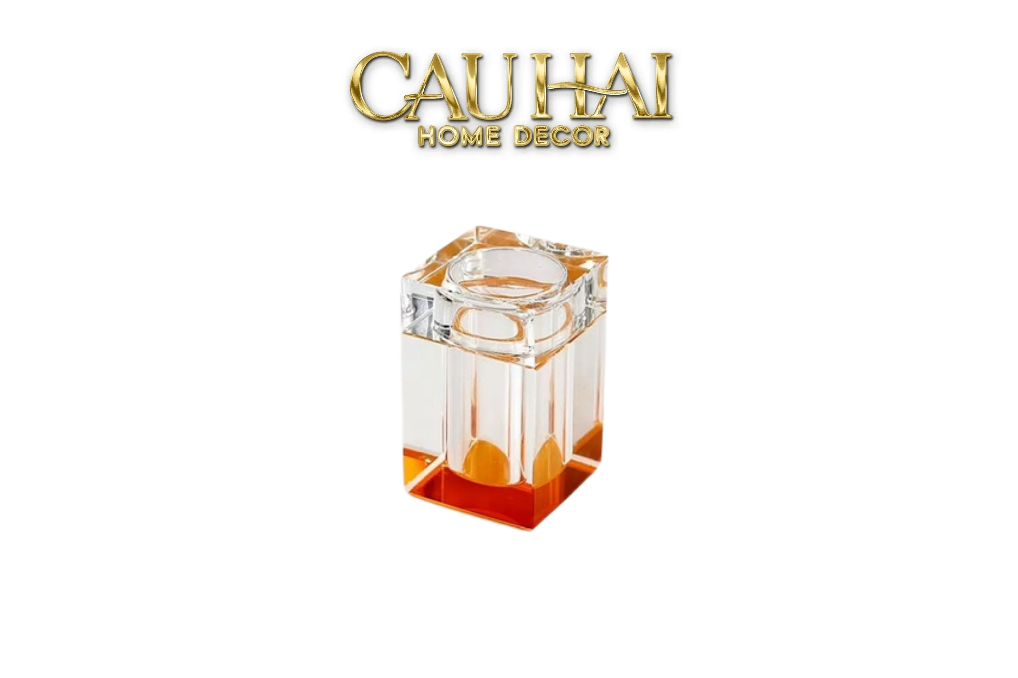 Maison Couture - Lọ Tăm Pha Lê Cubique Amber Éclat 6x10