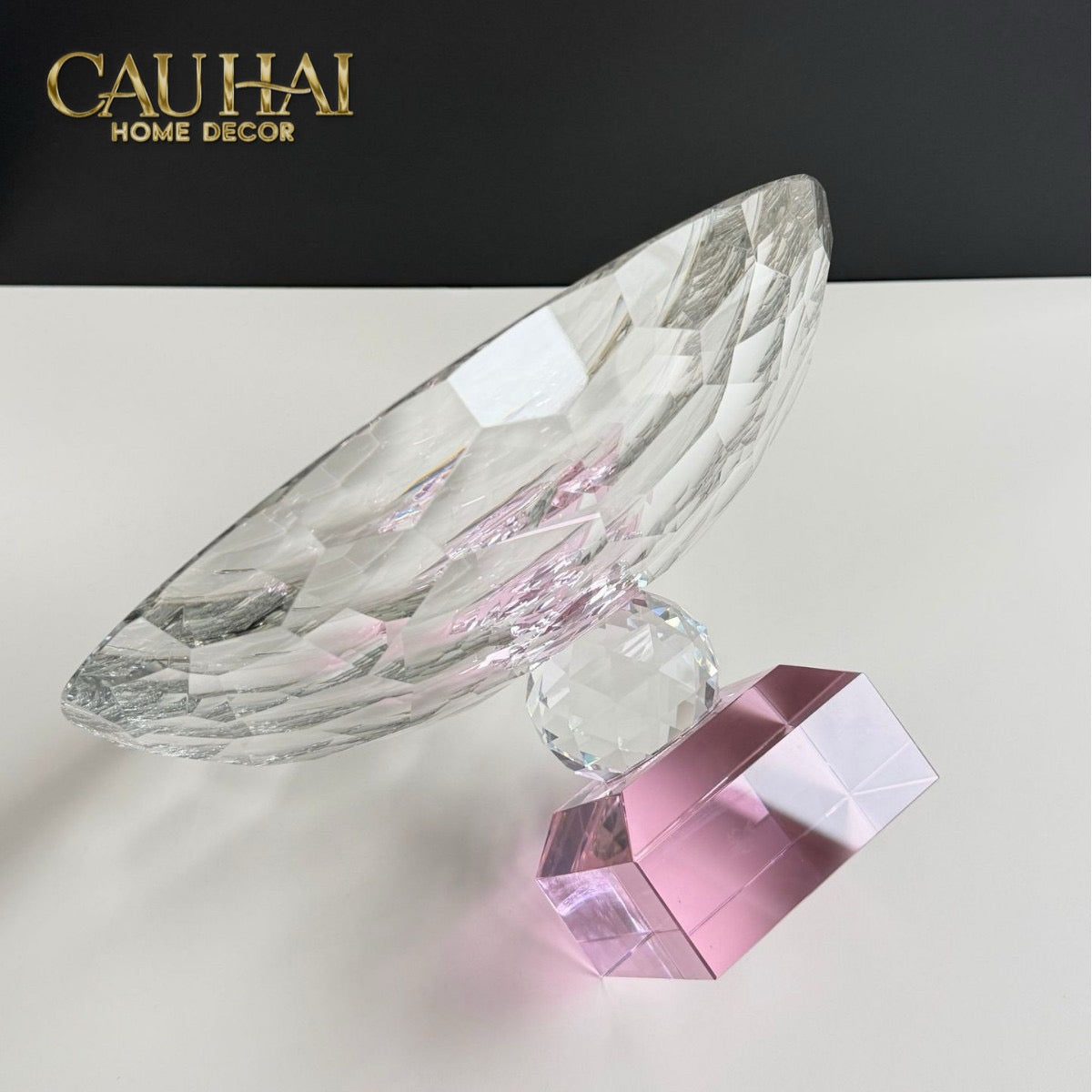 Maison Couture - Đĩa Trái Cây Pha Lê  Amber Cristalleries Fruit Plates Centerpieces 9x28x15