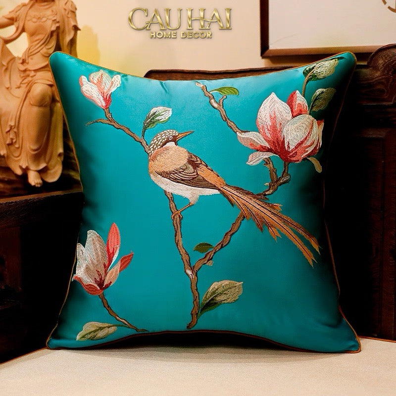 Tết Couture - Vỏ Gối Lụa Thêu Hỷ  Tường Điểu 45