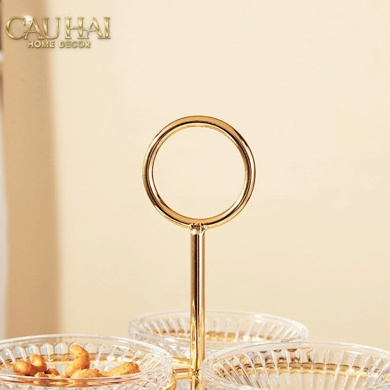 Đĩa Bánh 2 Tầng 6 Ngăn Cristalleries Le Couronne D'Or 33*28
