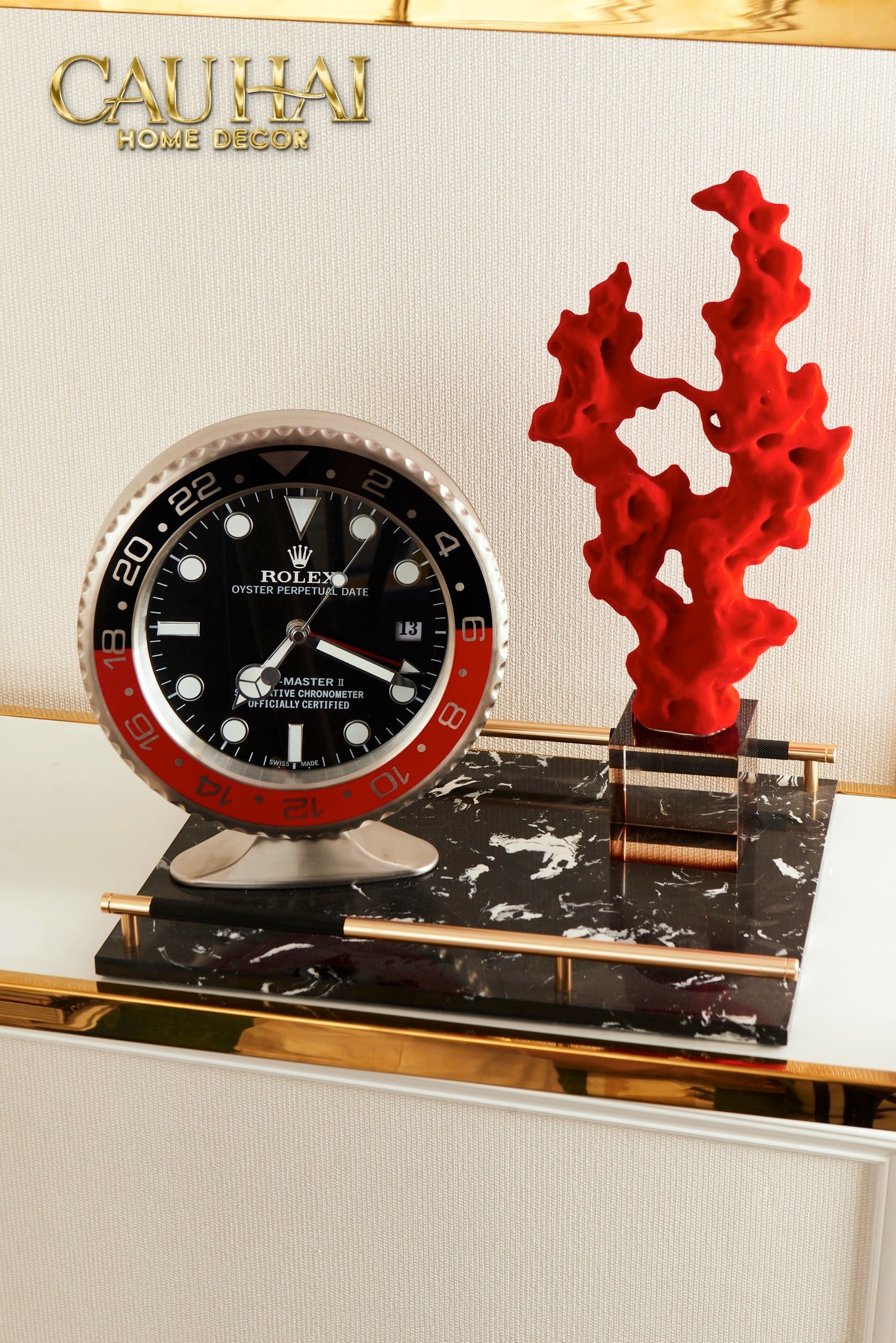 Resin Decorative Sculpture San Coral Étreinte Rouge