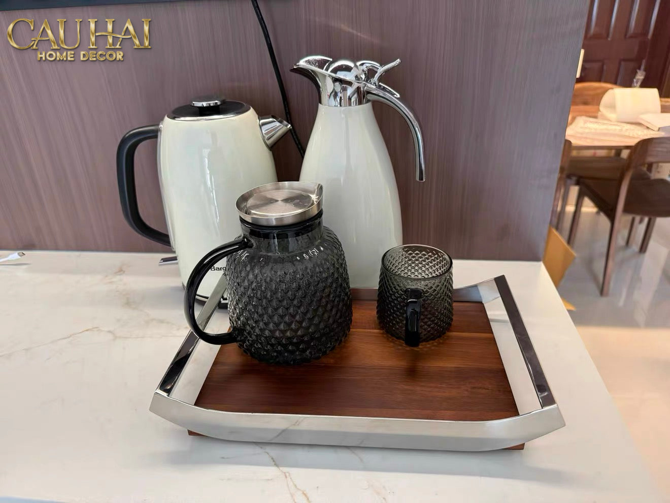Khay Trang Trí Gỗ Chữ Nhật Sterling Walnut 45x30