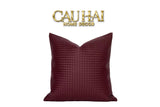 VỎ GỐI DA BURGUNDY INTRECCIATO LATTICE 45