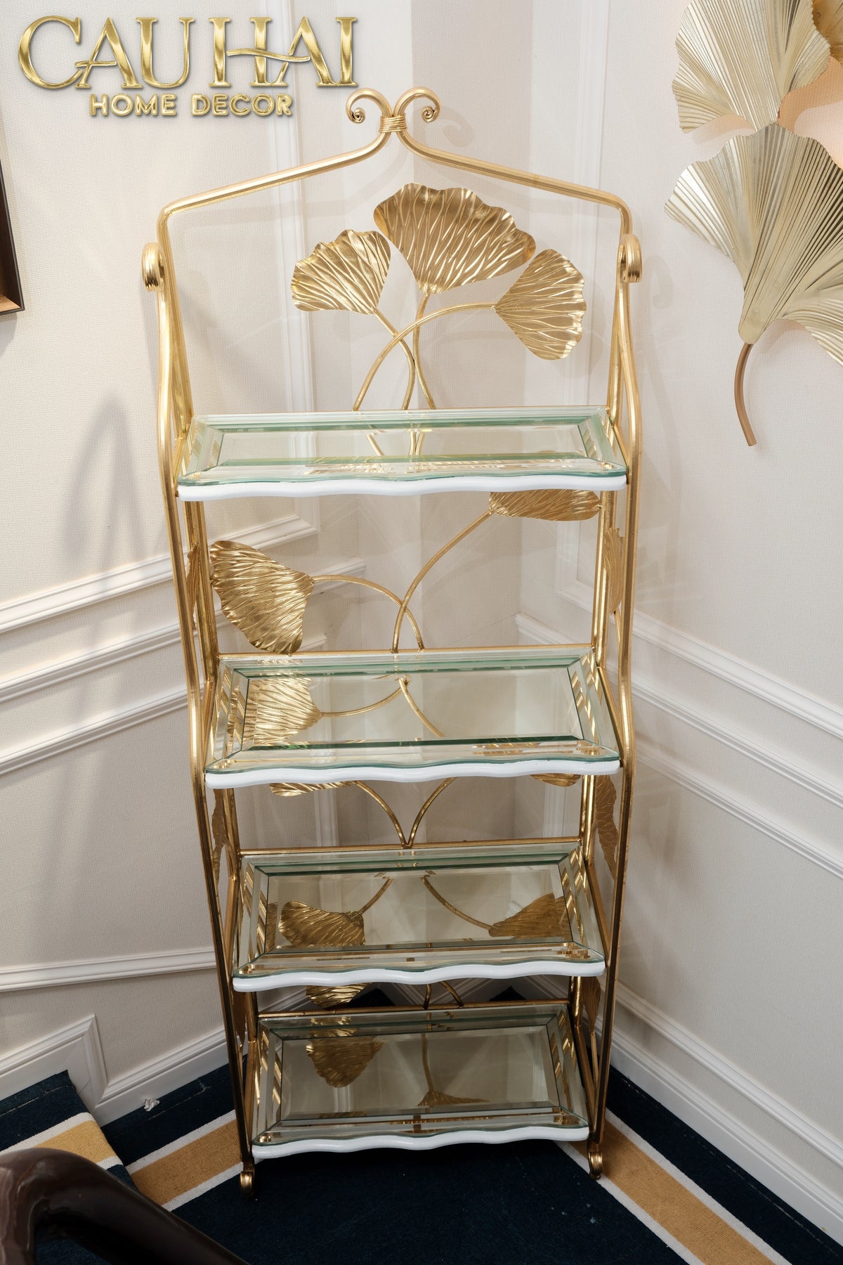 Maison Couture - Kệ Trưng Bày Lá Ngân Hạnh 4 Tầng Ginkgo Royale Étagère 14K Mirror-KỆ TRANG TRÍ-CẬU HAI HOME DECOR