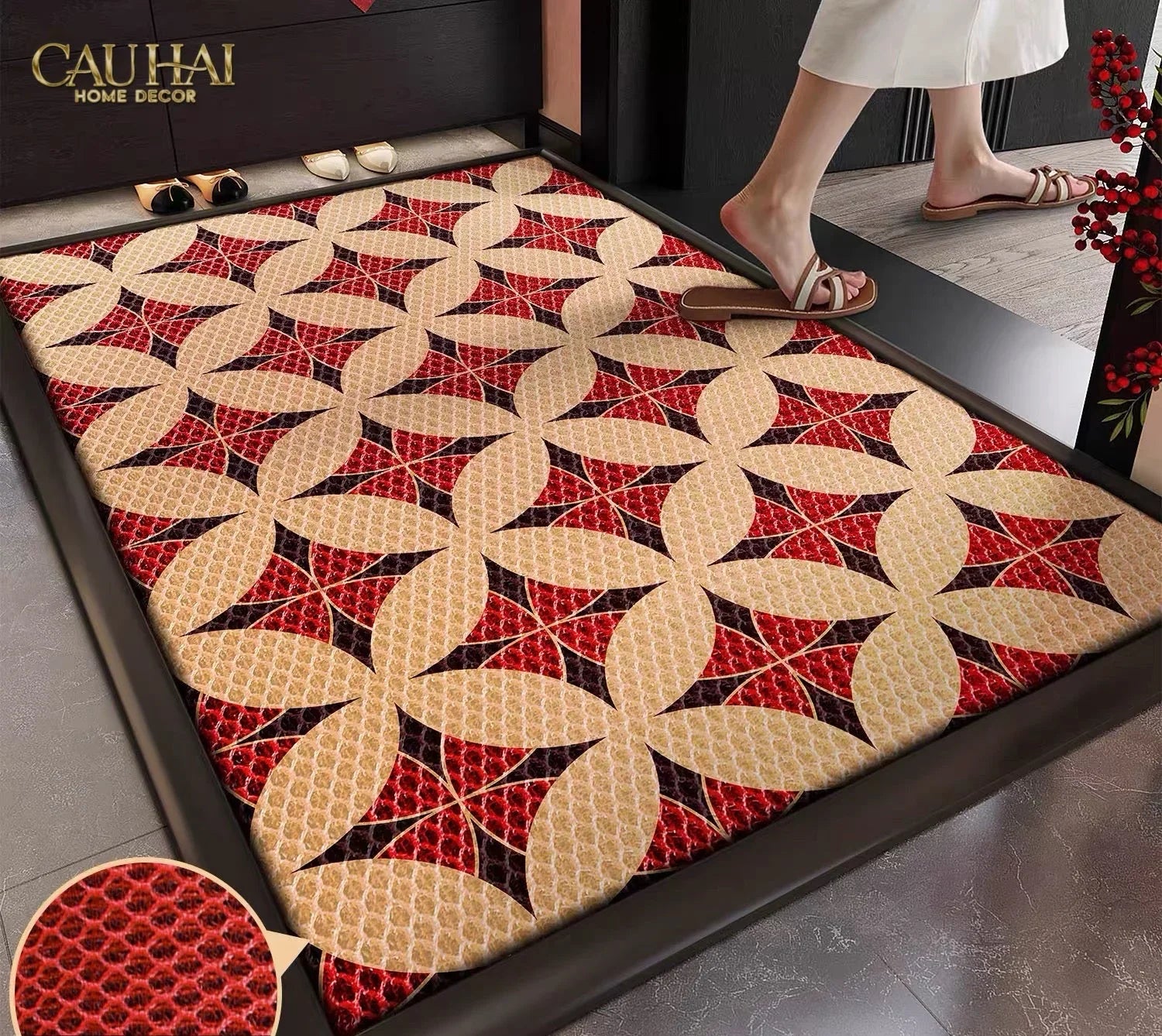 Thảm Ngăn Bụi Coil Fiber Đan Vòng  80x100 -  Fortune Golden Coin - Anti-Dust 3D Mats