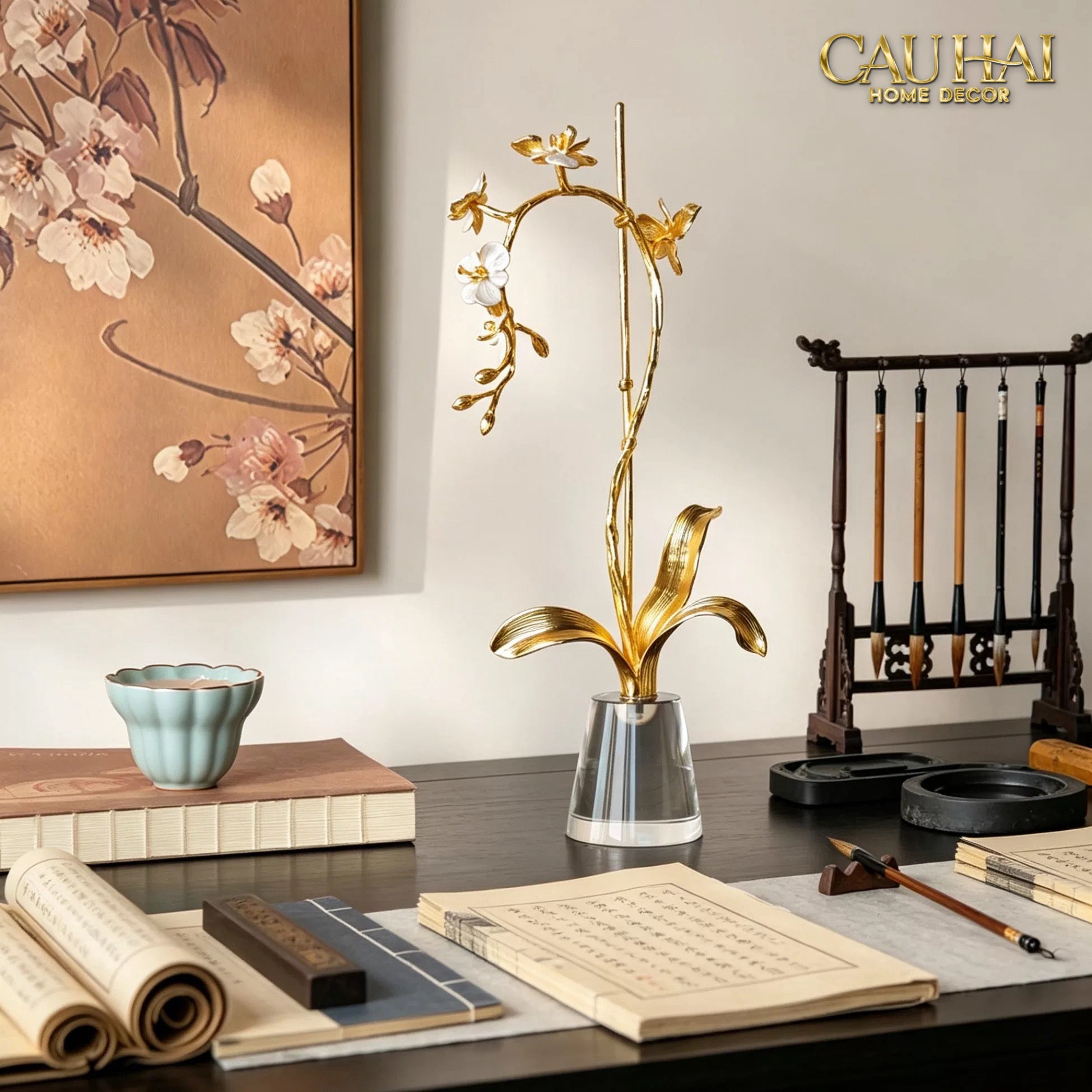 Maison Couture –  Lọ Đựng Cọ Haute Orchid Golden Branches Brush Holder