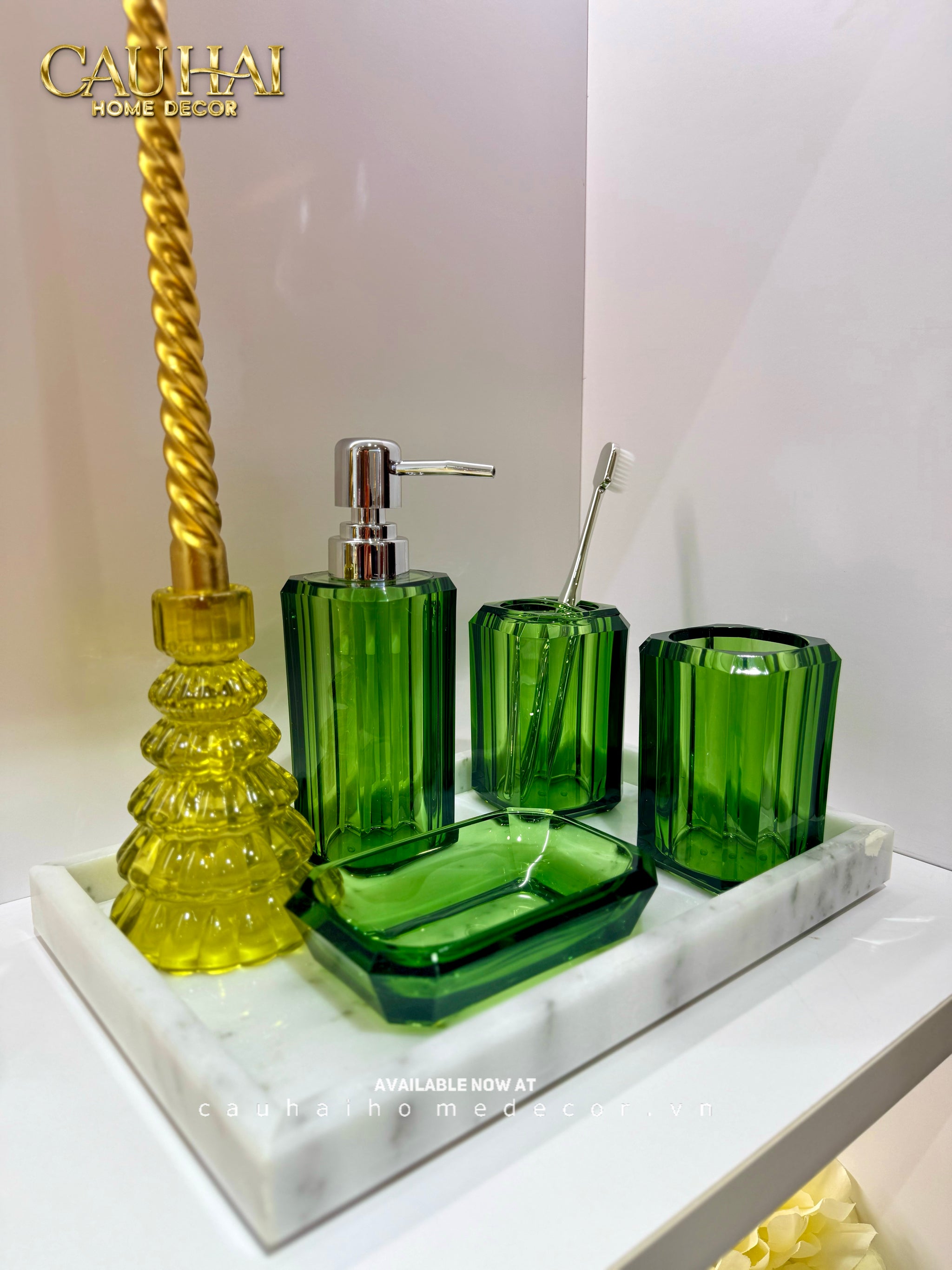Set Nhà Tắm Acrylic 4 Món Emerald Gemstone Bathroom Vanity Set 4pcs