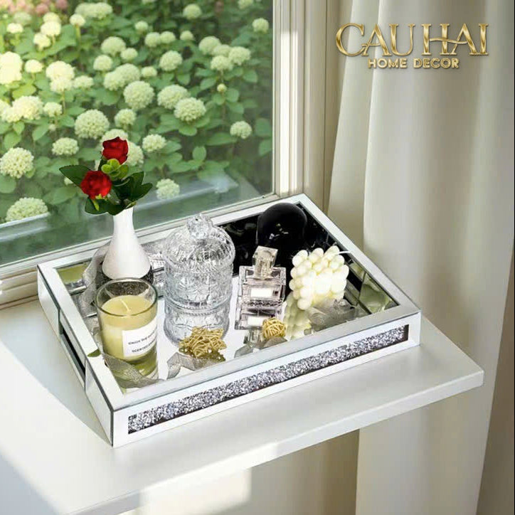 Haute Folie - Khay Gương Chữ Nhật Starlight Mirrored Tray 38x28x5-KHAY TRANG TRÍ-CẬU HAI HOME DECOR