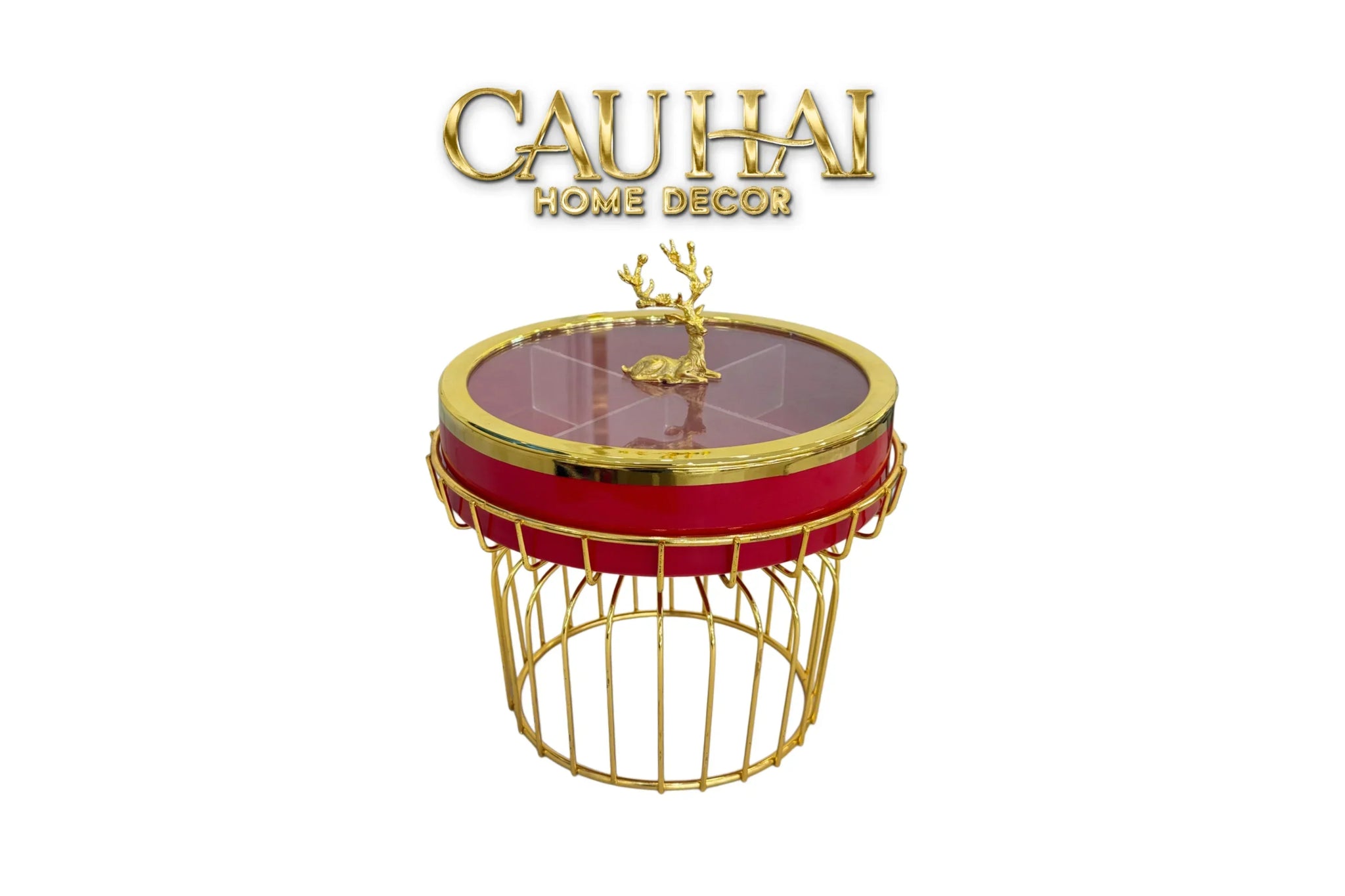 Hộp Bánh Mứt Sứ Tráng Men Rouge Golden Elk-CẬU HAI HOME DECOR