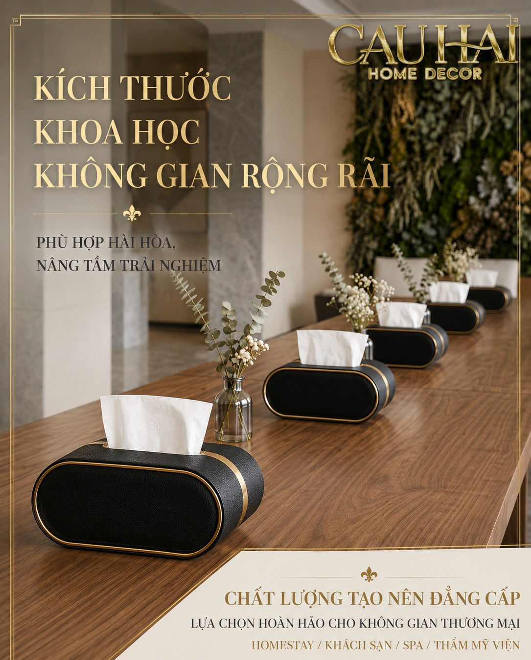 Hộp Khăn Giấy Da Litchi V Class Oval Spéciale Medusa Limited Noir 22x13x10.7-HỘP KHĂN GIẤY-CẬU HAI HOME DECOR