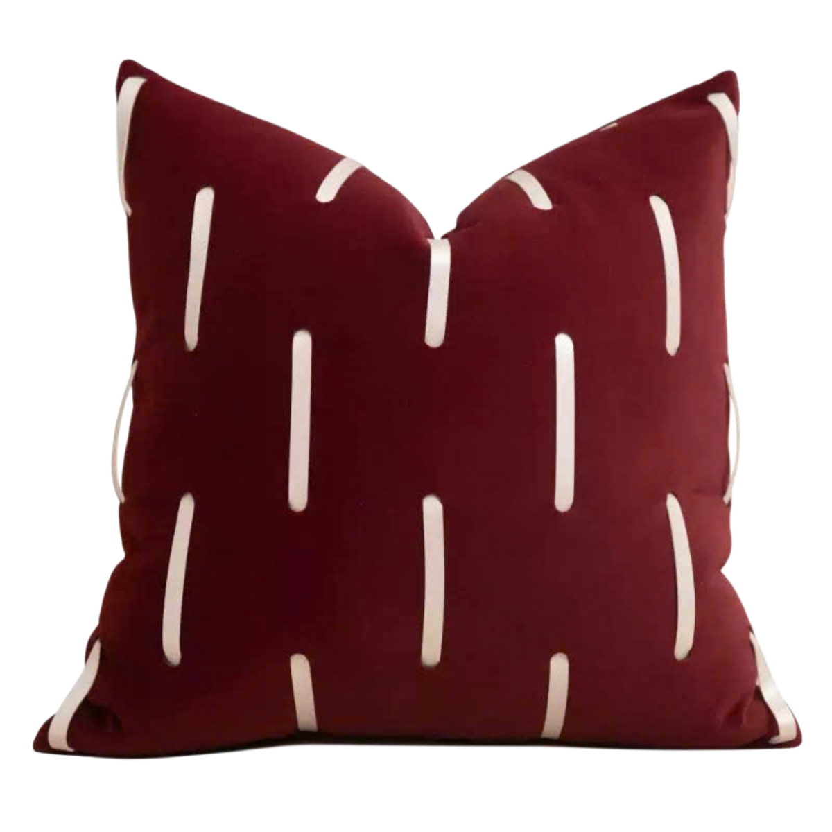 Vỏ Gối Leather Cadre Bordeaux Ivory 45x45