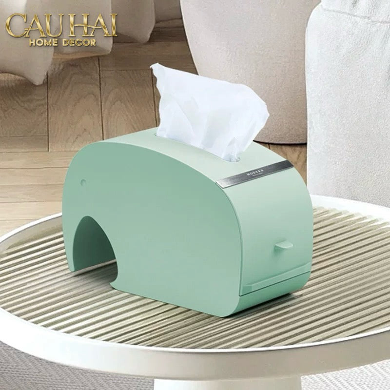 HỘP KHĂN GIẤY VOI TURQUOISE ÉLÉPHANT ARC TISSUE BOX - CẬU HAI HOME DECOR