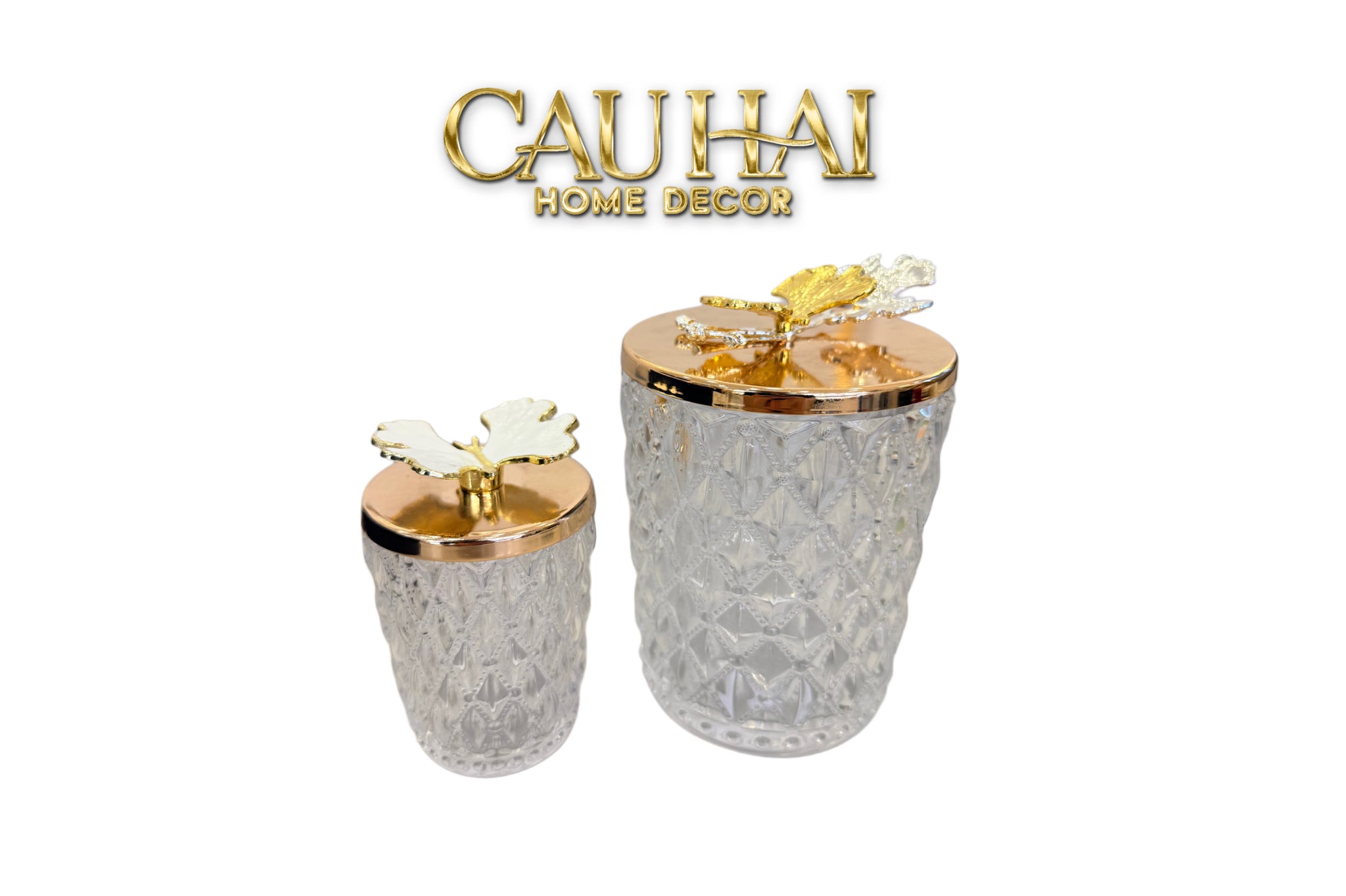 Set 2 Lọ Papillon Doré – Cristallerie