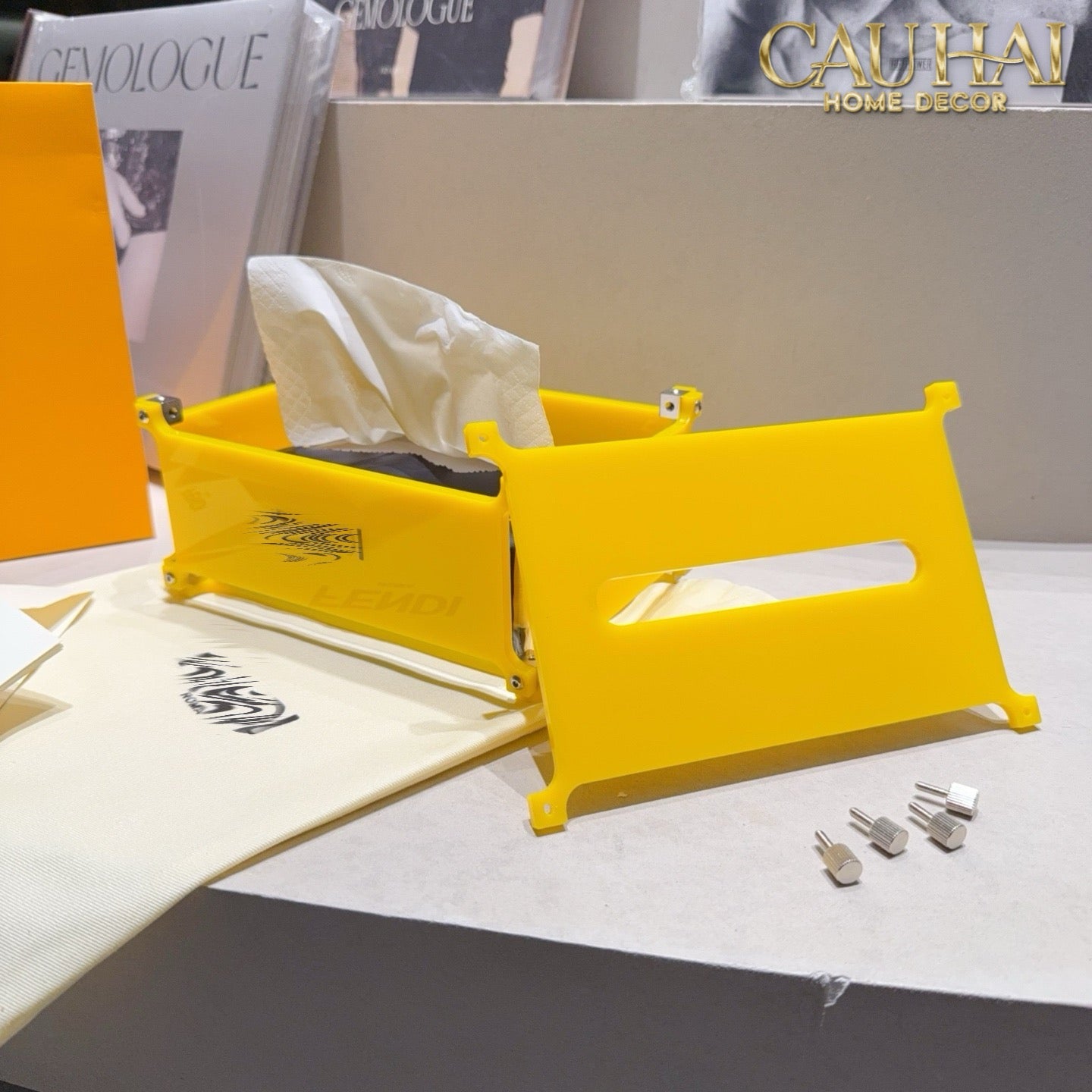 Maison Couture - Hộp Khăn Giấy Acrylic F Class Lemon Glacier Fancy Tissue Case 20x14x10