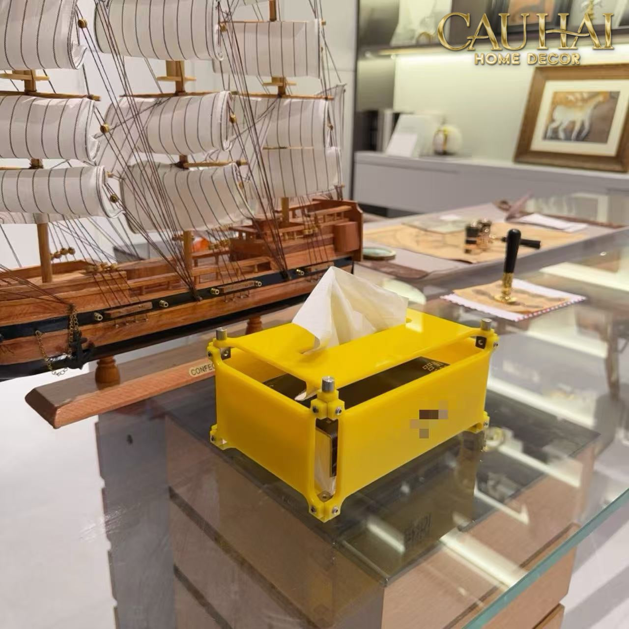 Maison Couture - Hộp Khăn Giấy Acrylic F Class Lemon Glacier Fancy Tissue Case 20x14x10