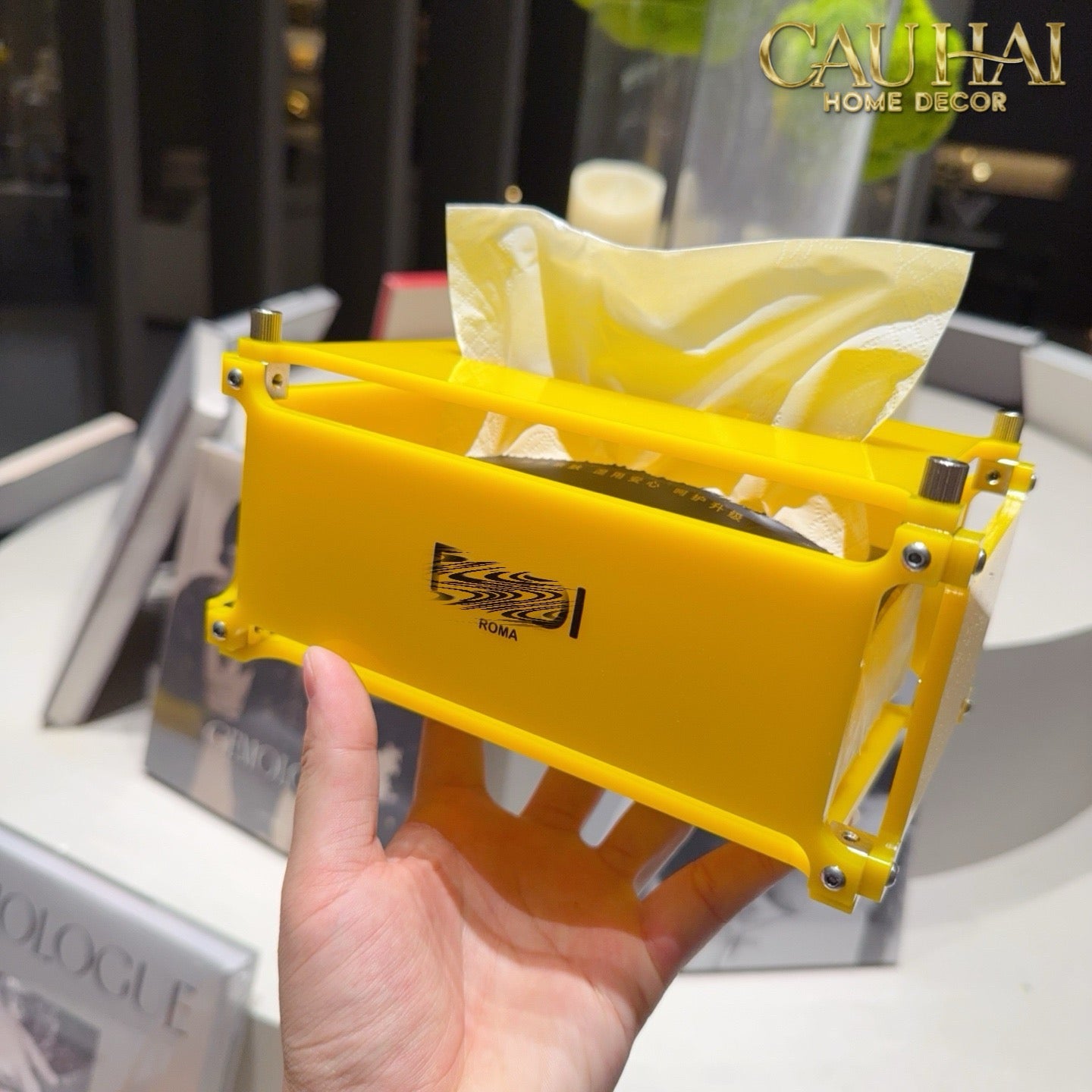 Maison Couture - Hộp Khăn Giấy Acrylic F Class Lemon Glacier Fancy Tissue Case 20x14x10