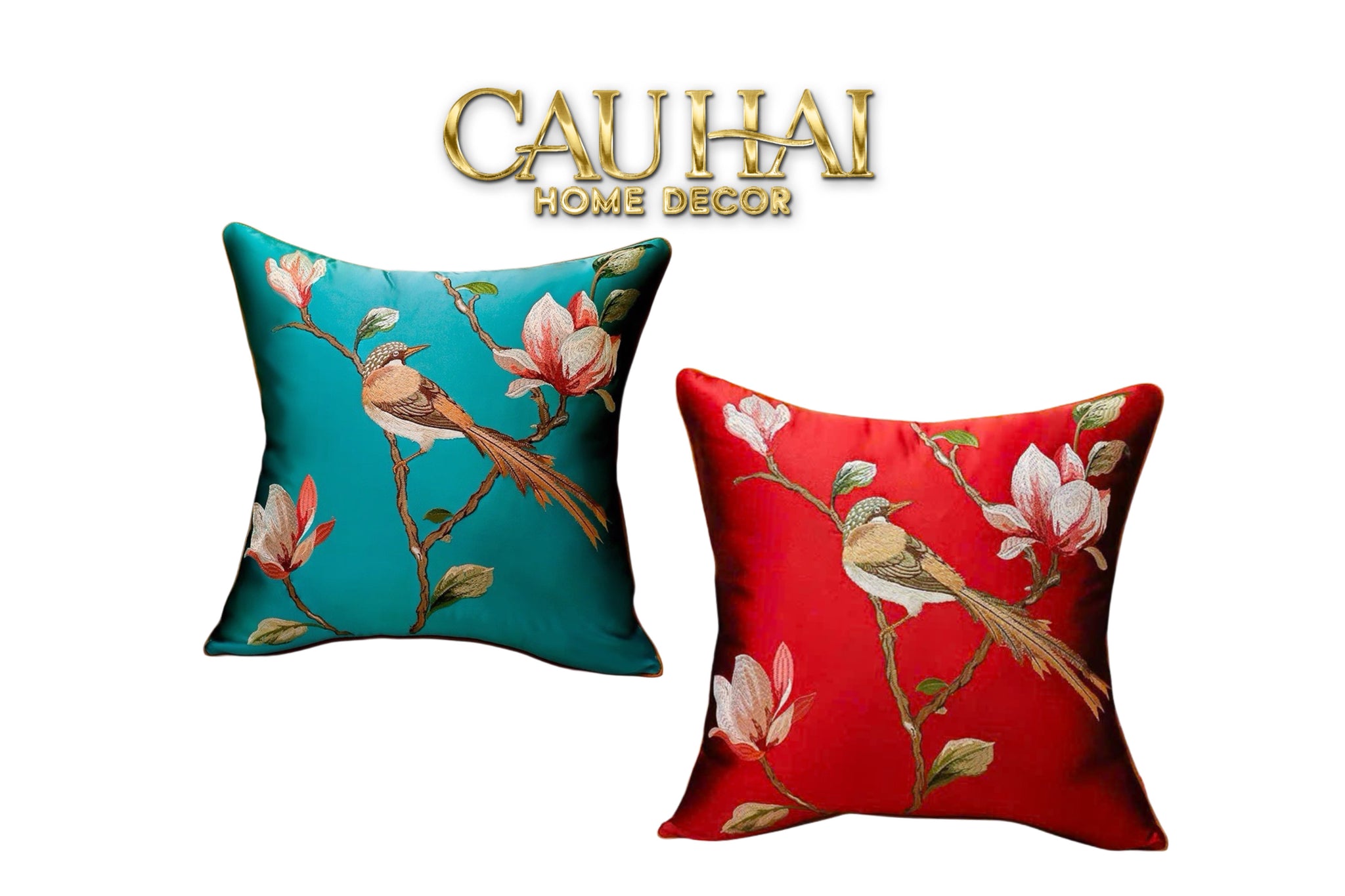 Tết Couture - Vỏ Gối Lụa Thêu Hỷ  Tường Điểu 45