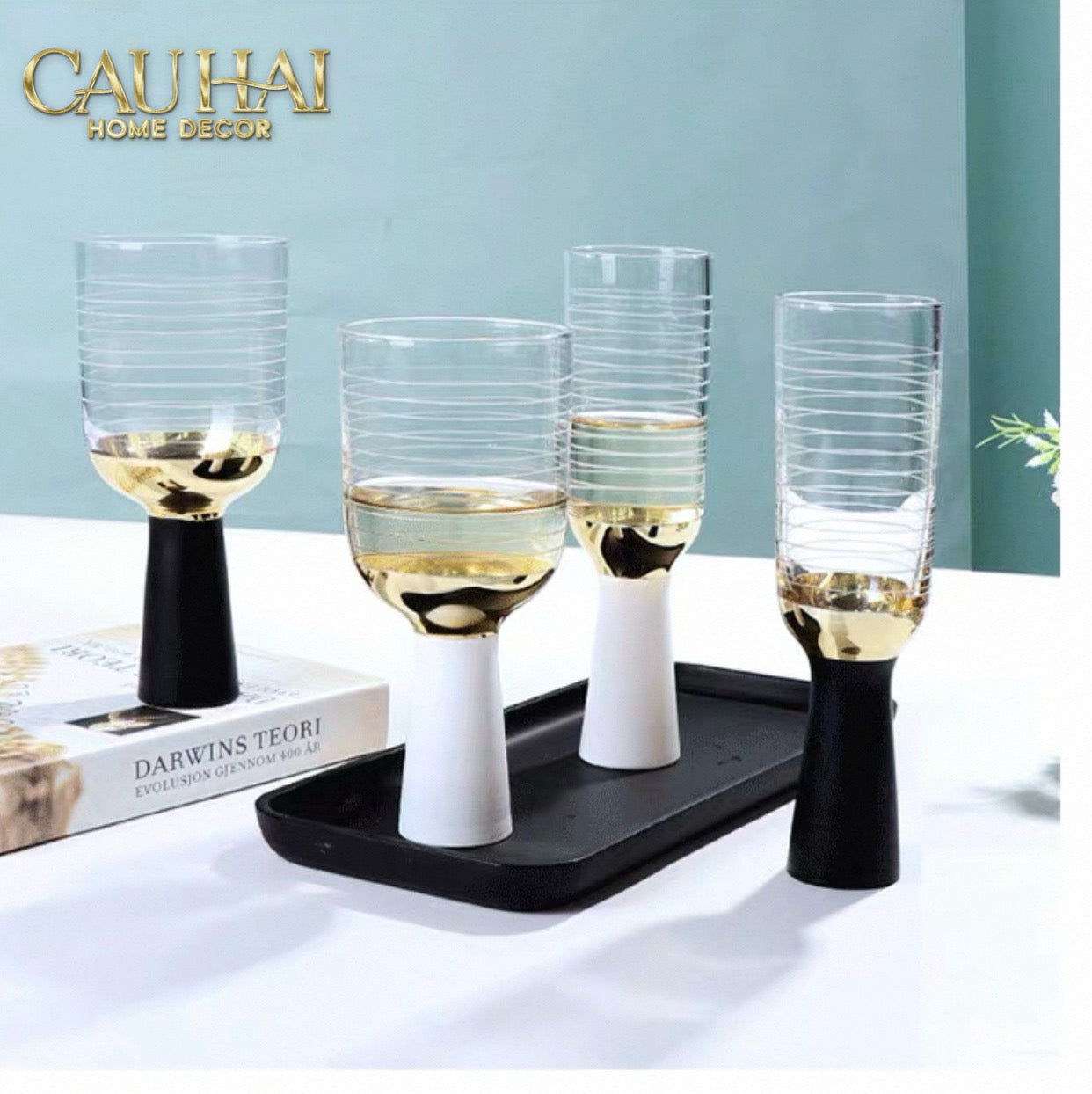 Ly  Cocktails Thuỷ Tinh Trắng  Opaline Mermaid - Aurealia Gold 19x8.6 400ml