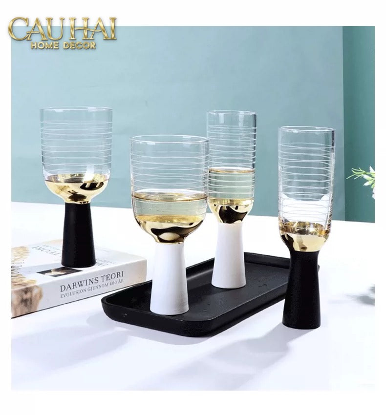Ly  Cocktails Thuỷ Tinh Trắng  Opaline Mermaid - Aurealia Gold 19x8.6 400ml