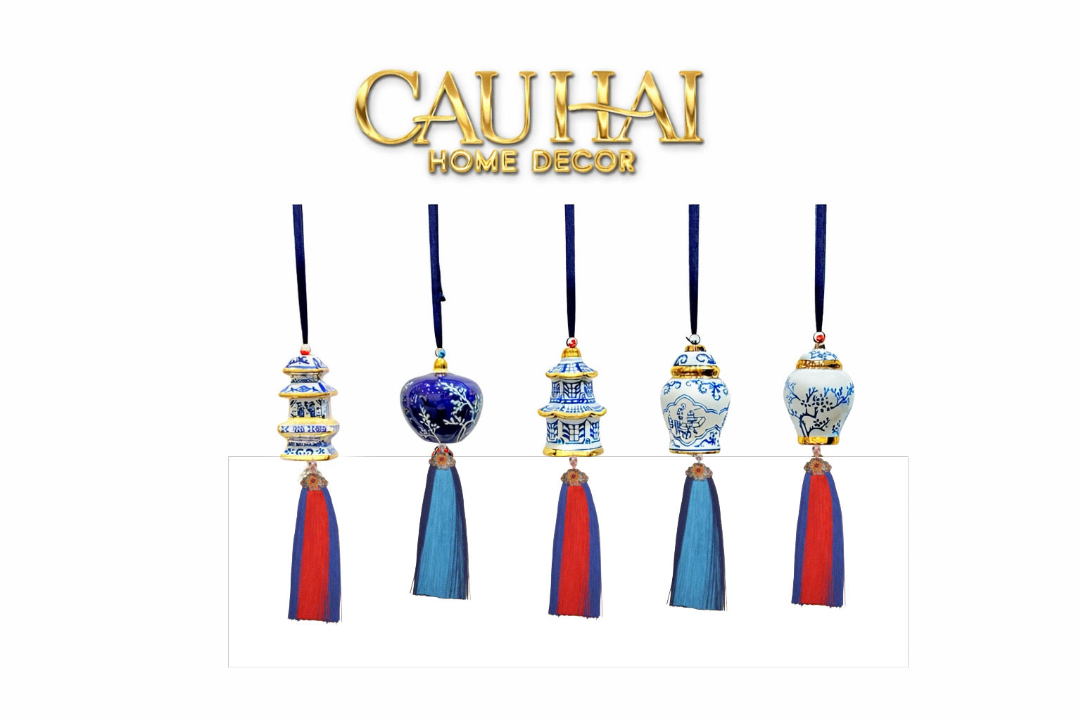 Tết Couture - Set 5 Dây Treo  Indochine Indigo Porcelain Charm