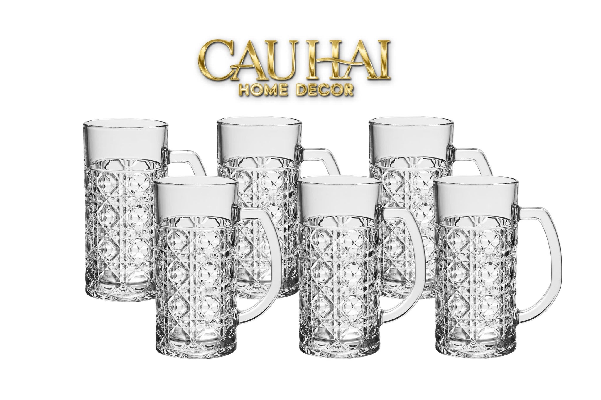 SET 6 LY CRYSTAL FACETTÉ - CANNAGE CRAFT MUG 500ML-CẬU HAI HOME DECOR