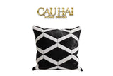 VỎ GỐI DA HANDCRAFT BLACK & IVORY 50x50