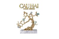 Maison Couture - Tượng  Nhân Sâm Bằng Đồng Đá Thạch Anh Xanh -  Brasson Aventurine Quartz - Root Of Eternity 9x30x27