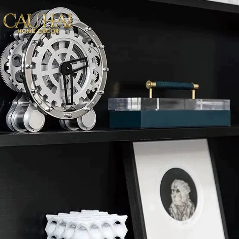 Elysian - Đồng Hồ Cơ Hologram Mécanique Argent Table Clock-CẬU HAI HOME DECOR