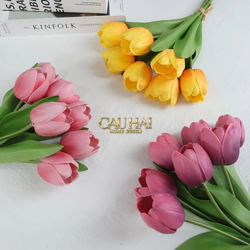 Set 7 Hoa Tulip Cranberry - Tulipe De Grandeur-CẬU HAI HOME DECOR