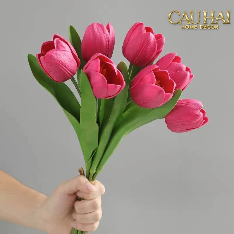 Set 7 Hoa Tulip Cranberry - Tulipe De Grandeur-CẬU HAI HOME DECOR